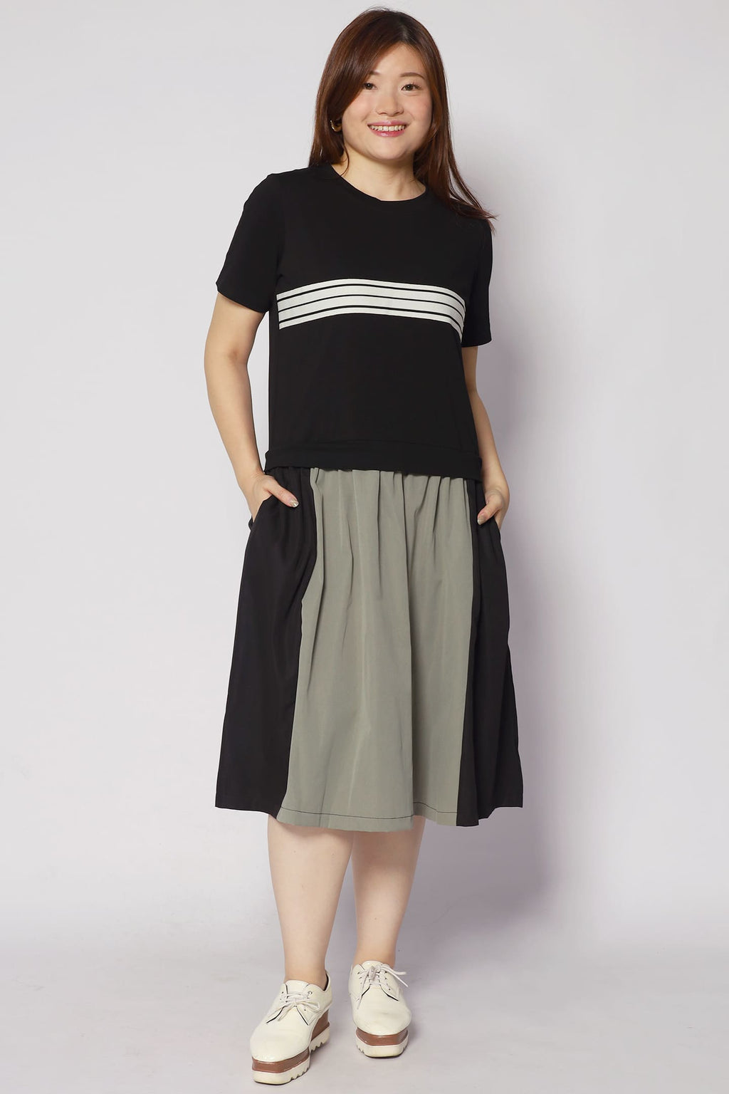 Cara Dress in Black Green