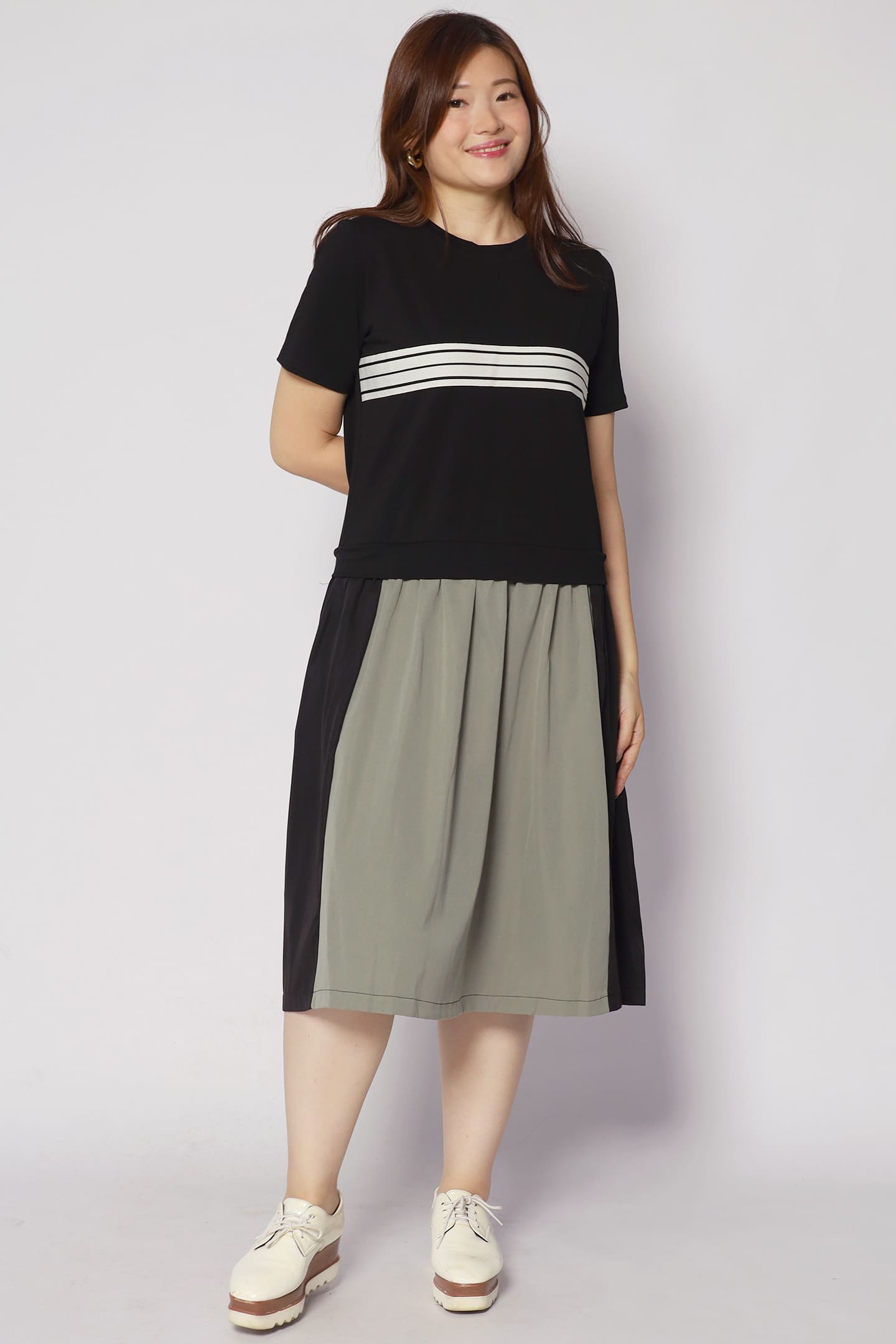 Cara Dress in Black Green