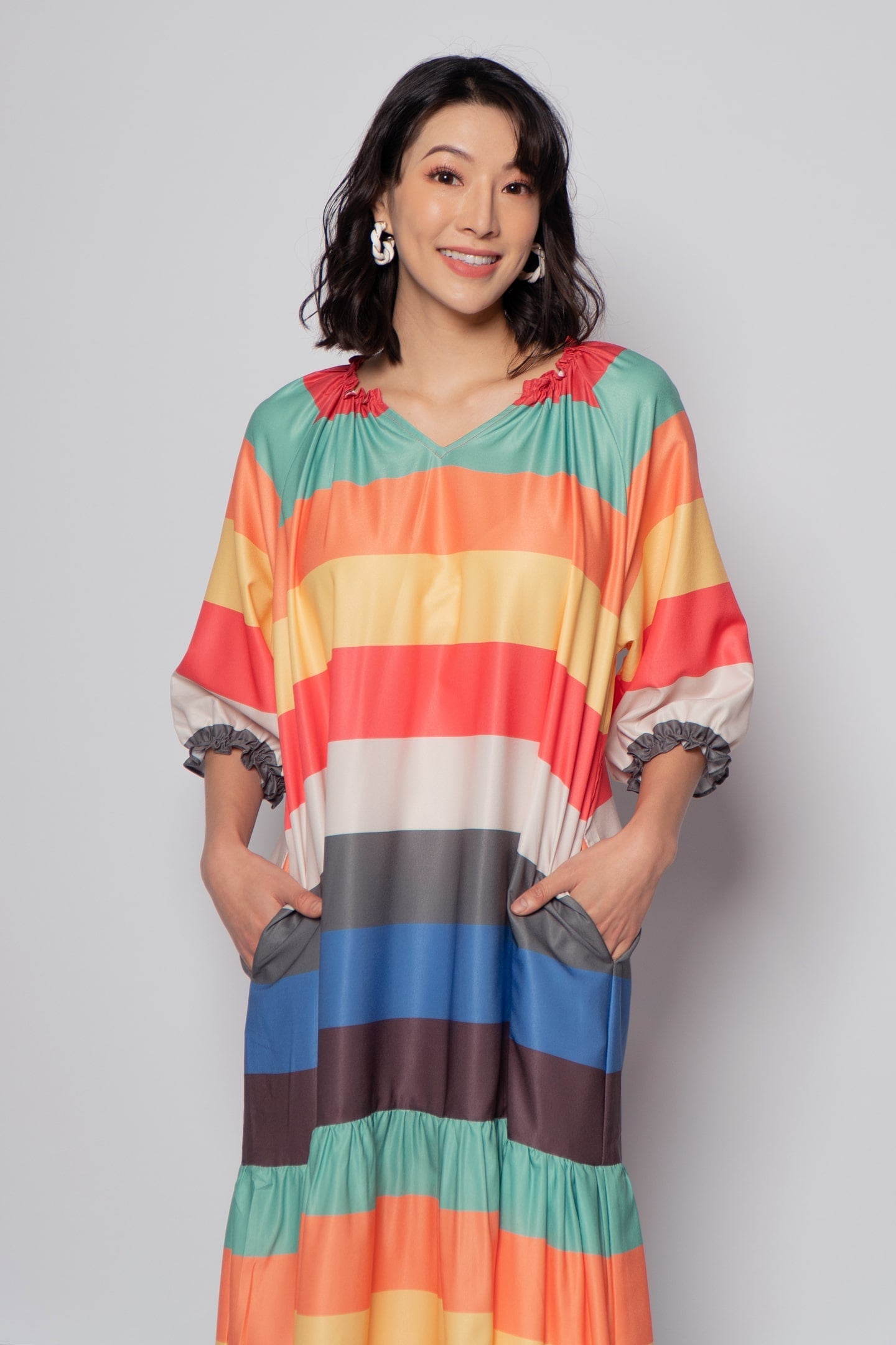 Paola Midi Dress in Rainbow