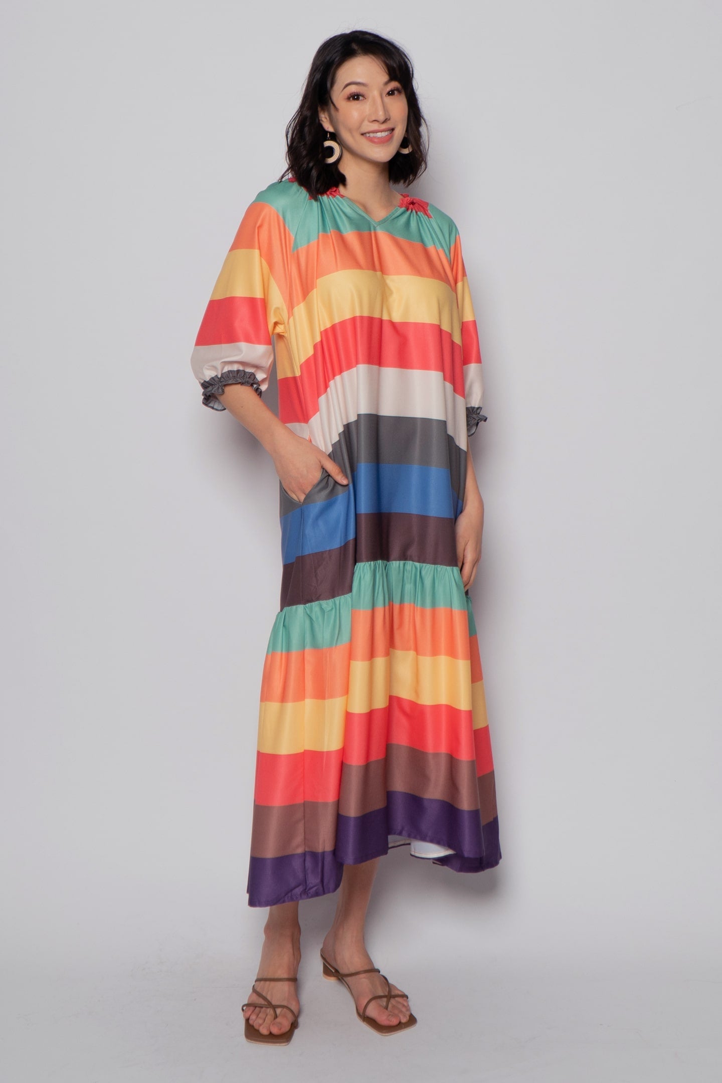 Paola Midi Dress in Rainbow