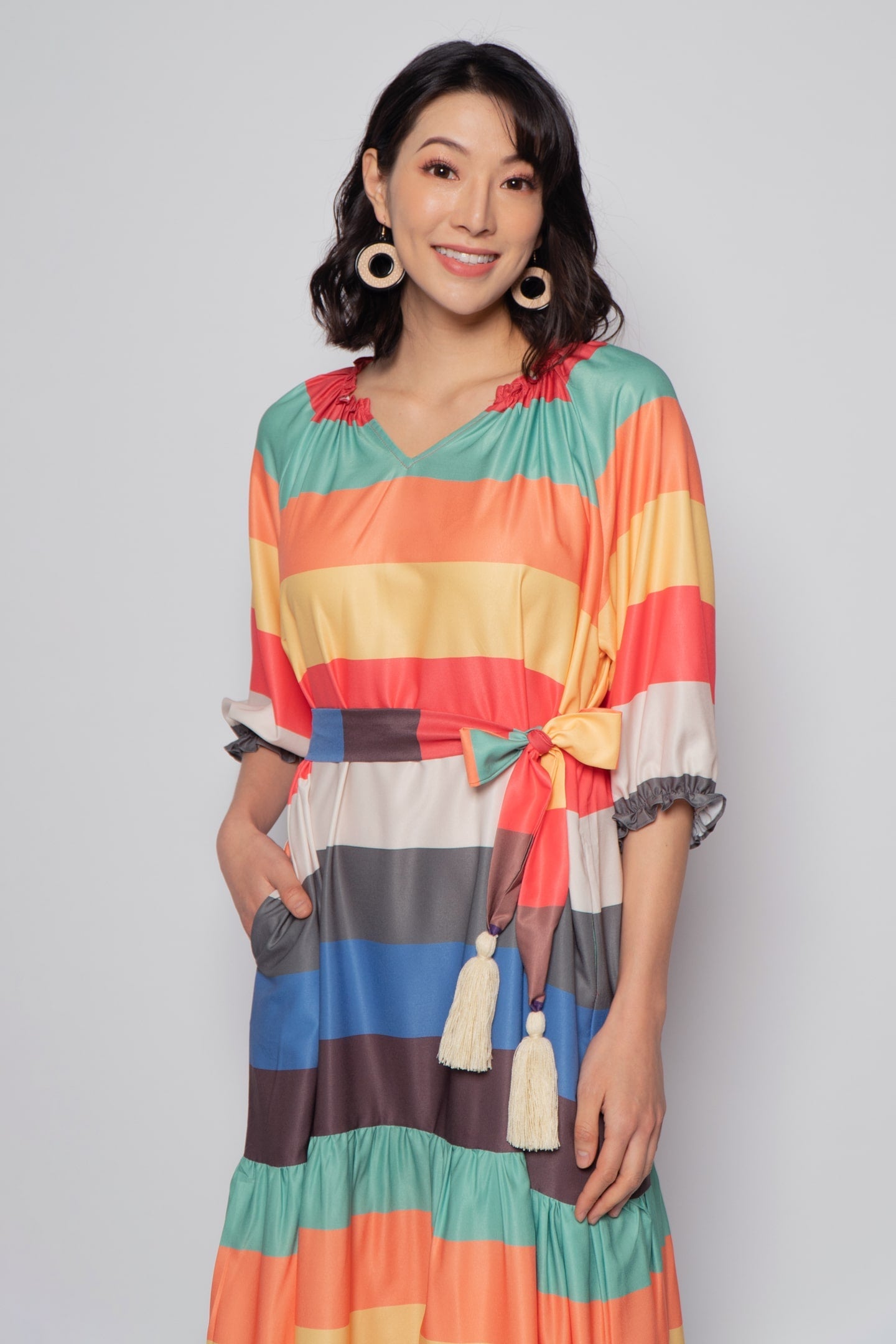 Paola Midi Dress in Rainbow