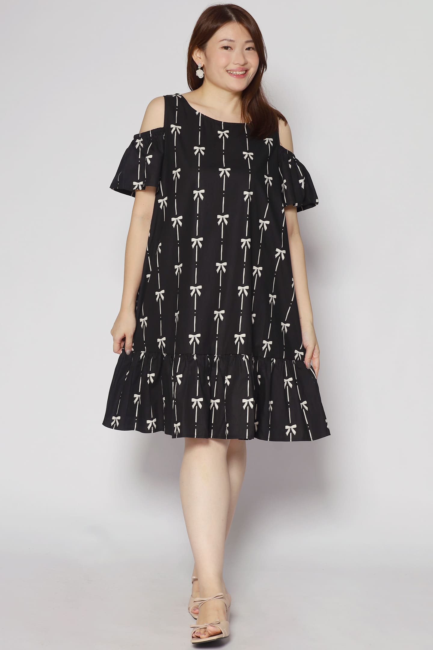 Mary Jane Cold Shoulder Dress in Ribbon Embroidery
