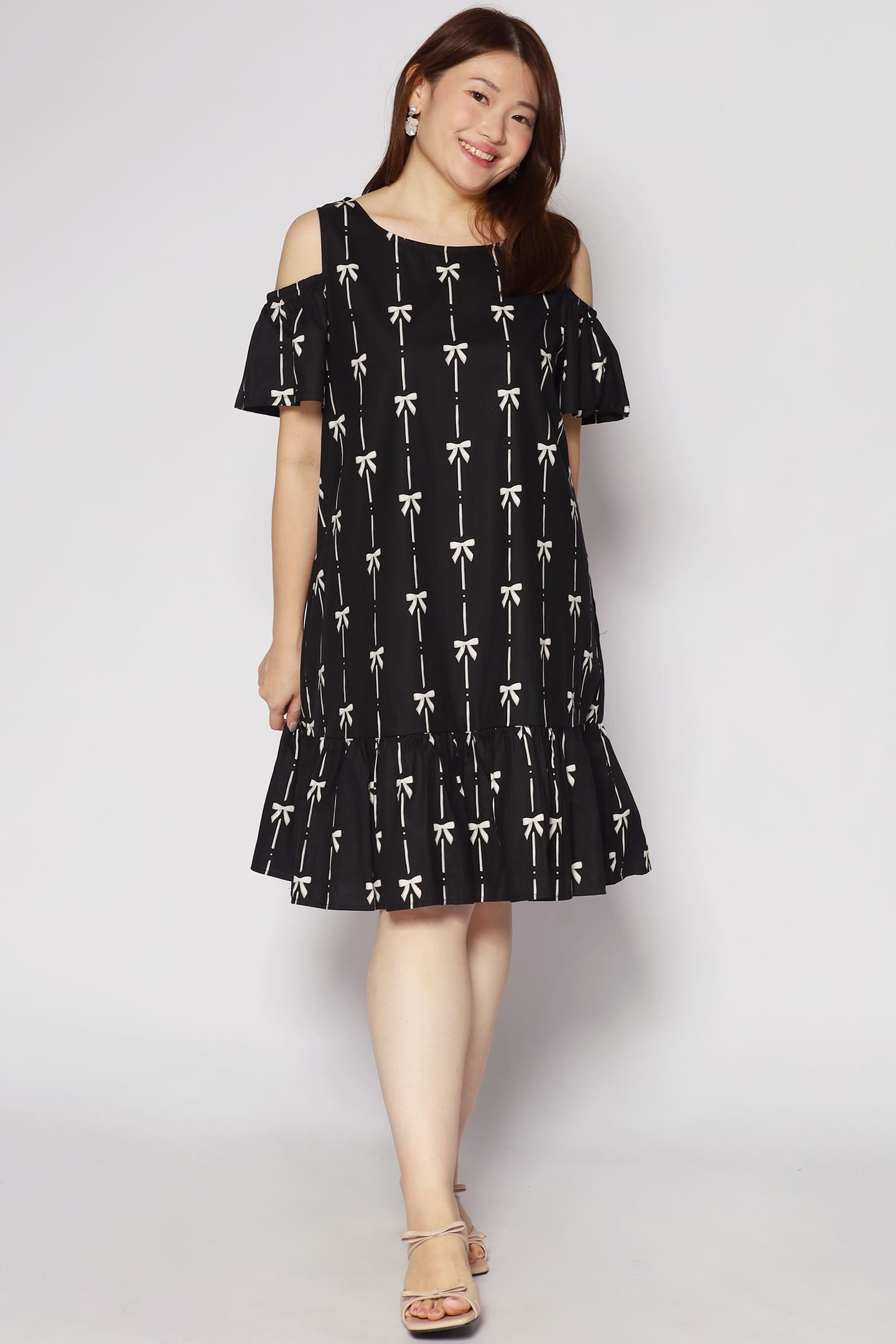 Mary Jane Cold Shoulder Dress in Ribbon Embroidery