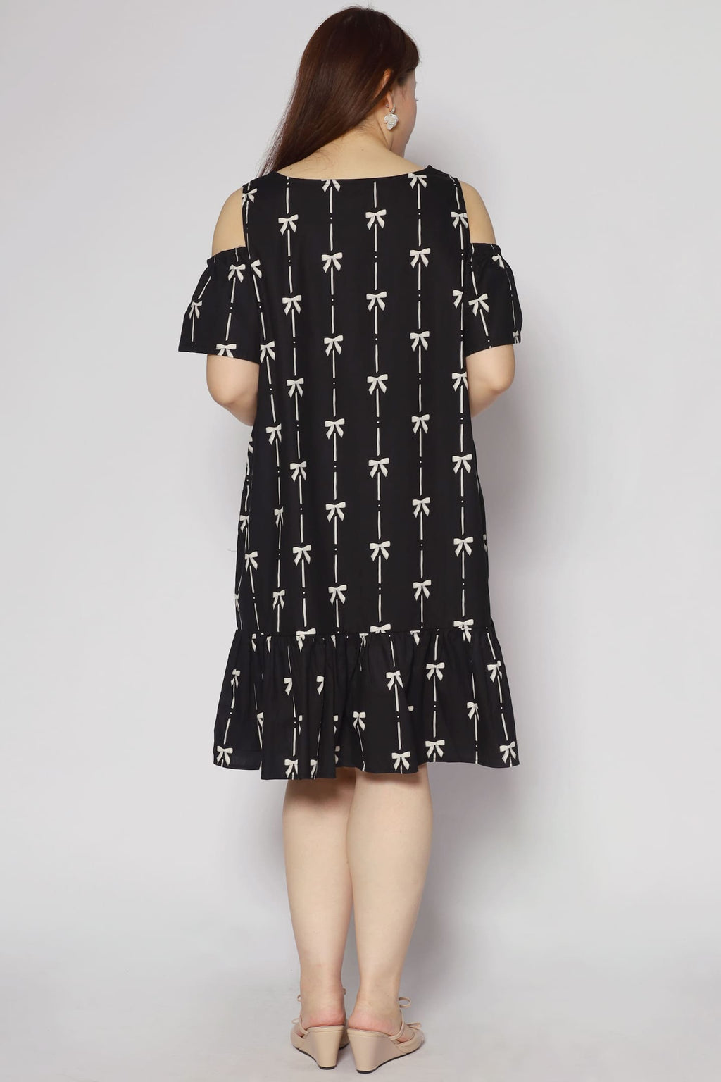 Mary Jane Cold Shoulder Dress in Ribbon Embroidery