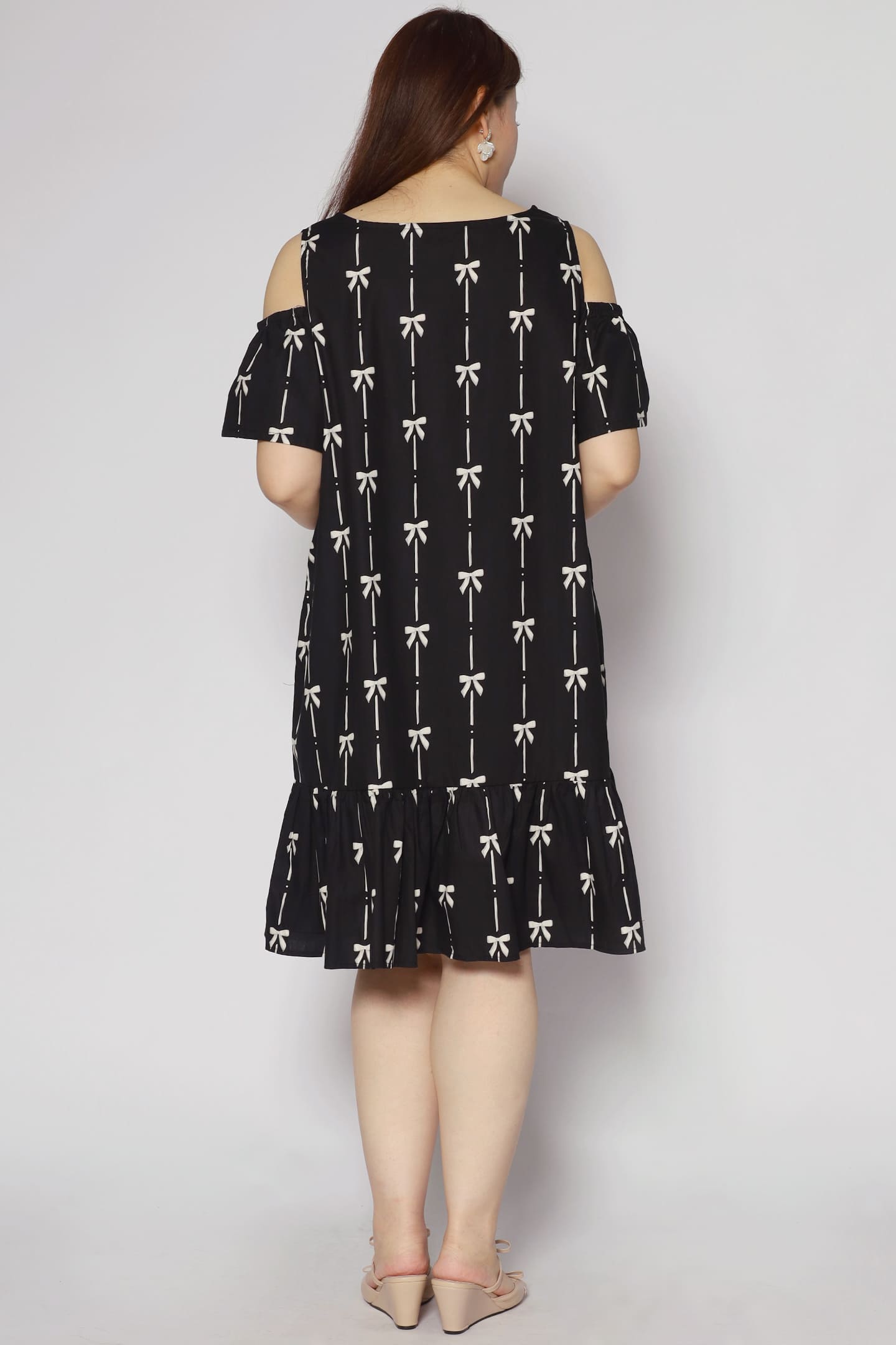 Mary Jane Cold Shoulder Dress in Ribbon Embroidery