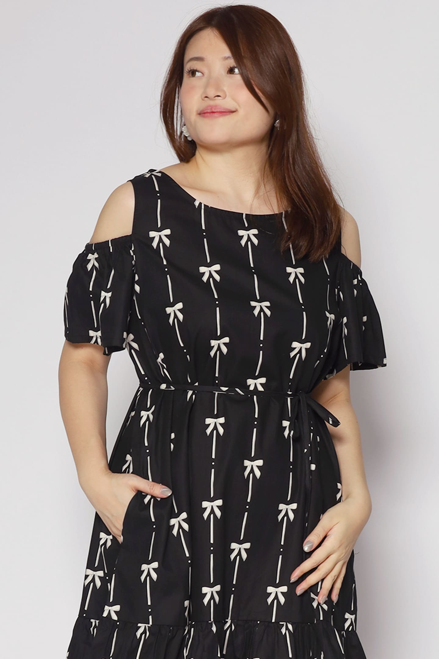 Mary Jane Cold Shoulder Dress in Ribbon Embroidery