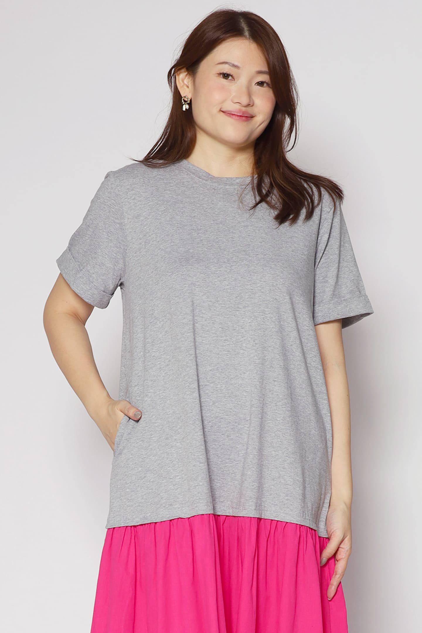 Sammie Colourblock Dress in Grey Pink