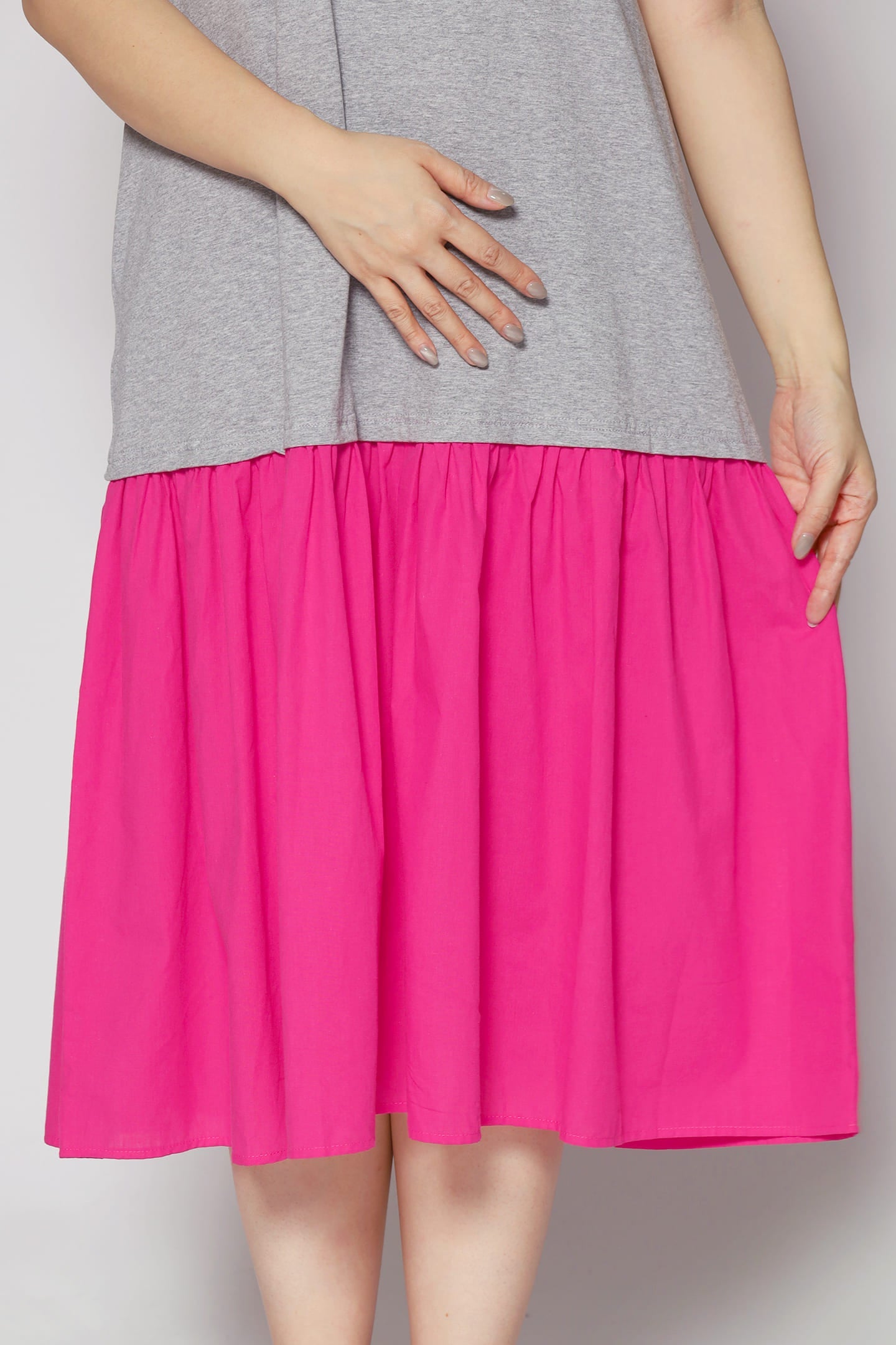 Sammie Colourblock Dress in Grey Pink
