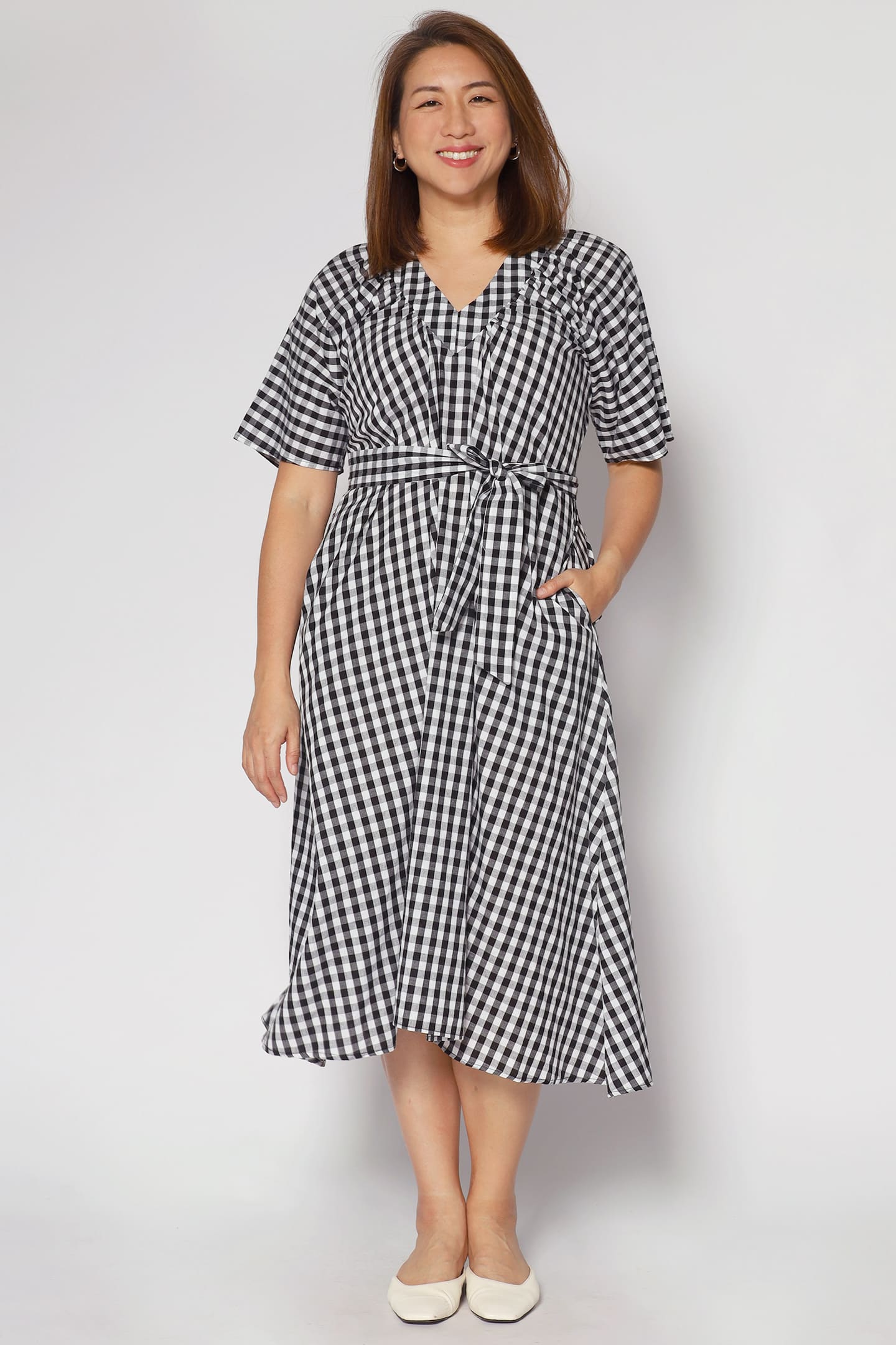 Whitney V Dress in Checkerboard