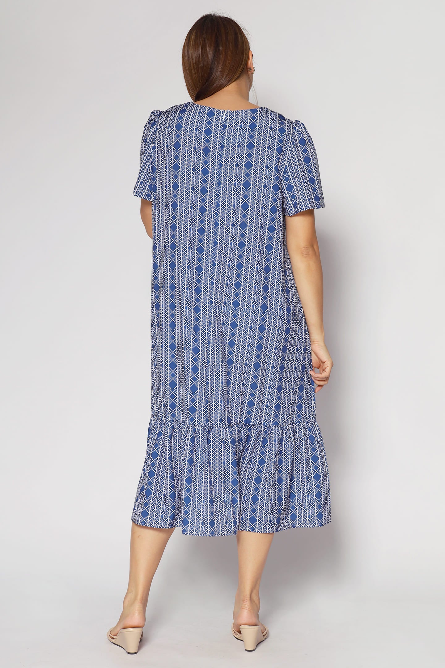 Xing Dress in Blue Aztec