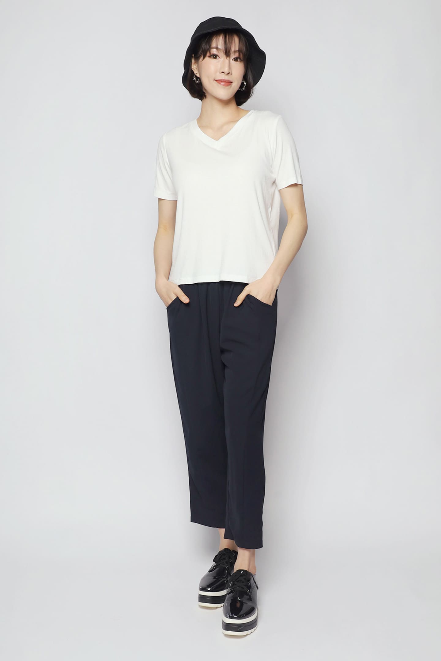 Basic V Neck Top in White