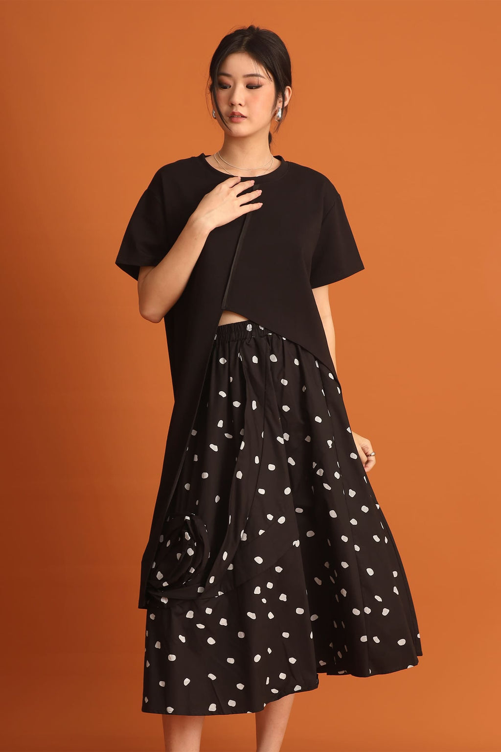 CHOSEN - Yejin Asymmetrical Top in Black