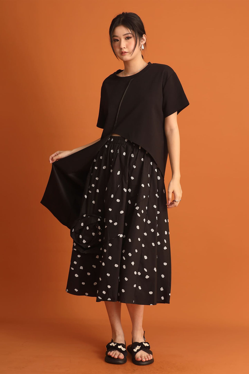 CHOSEN - Yejin Asymmetrical Top in Black