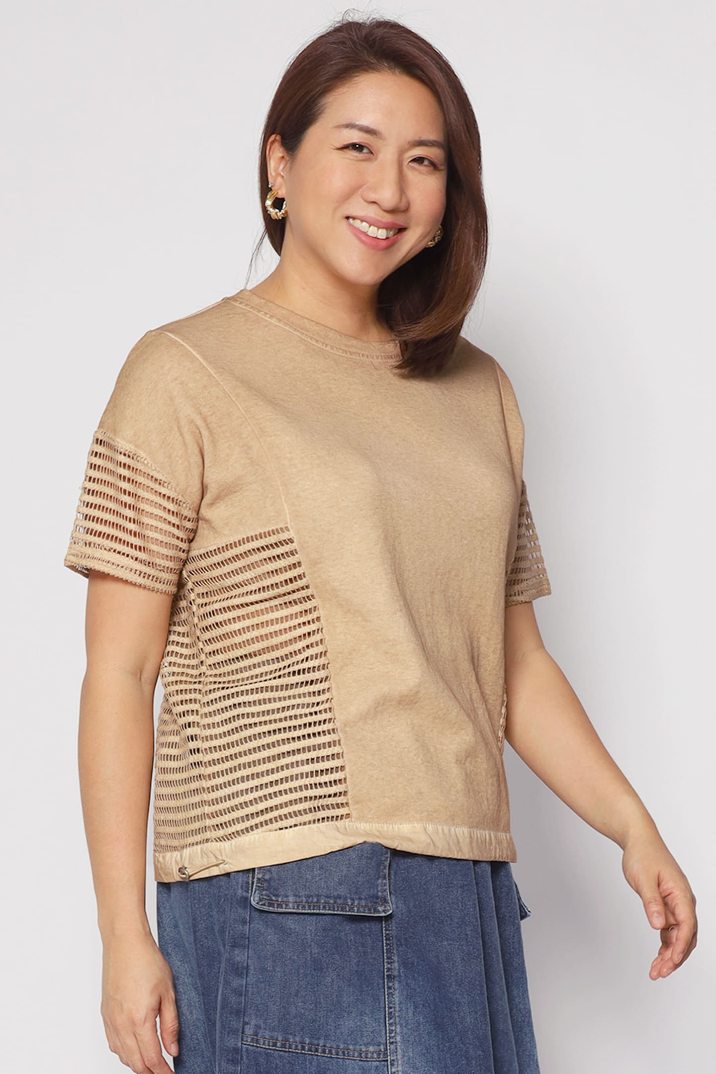 Briggs Netted Top in Brown