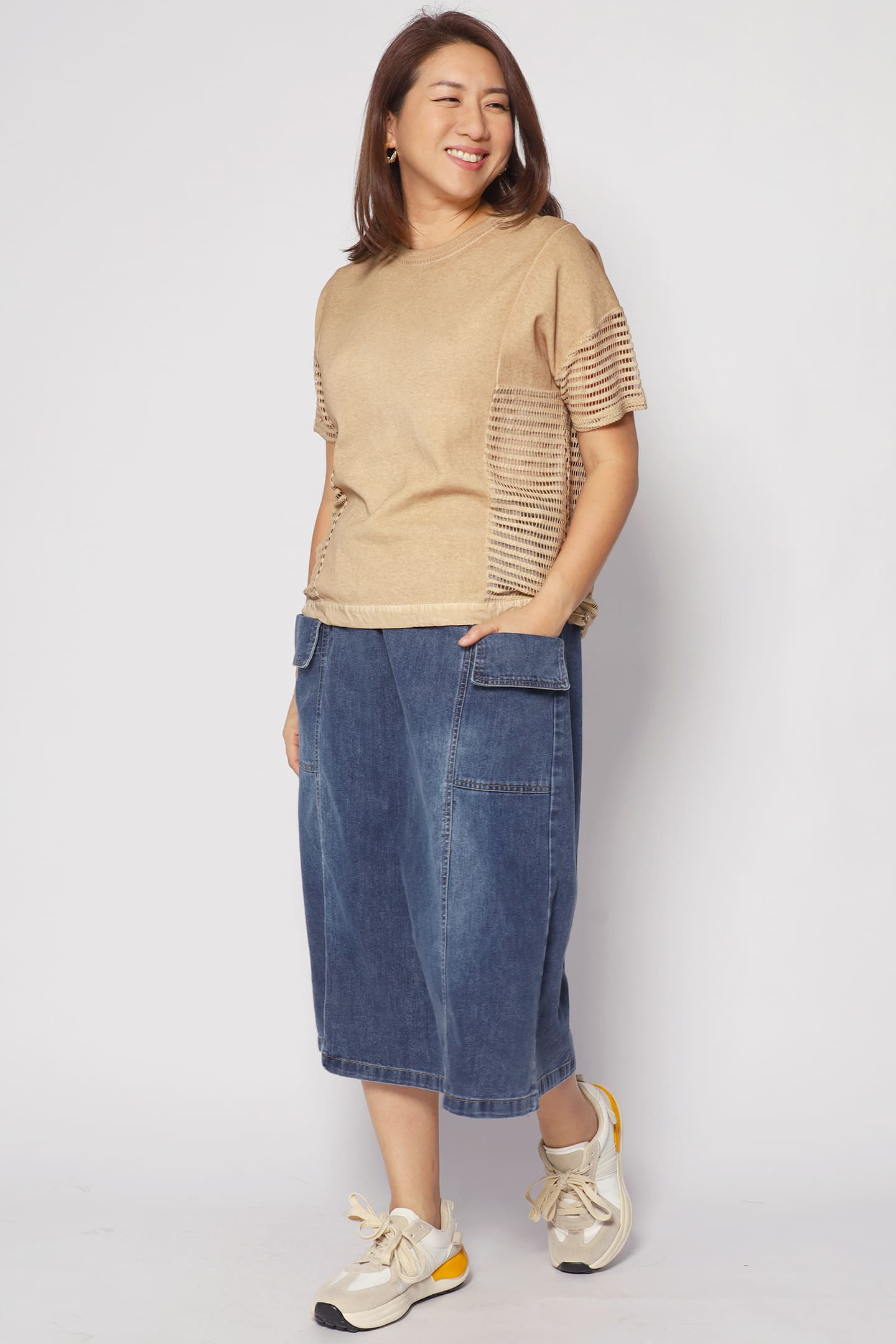 Briggs Netted Top in Brown