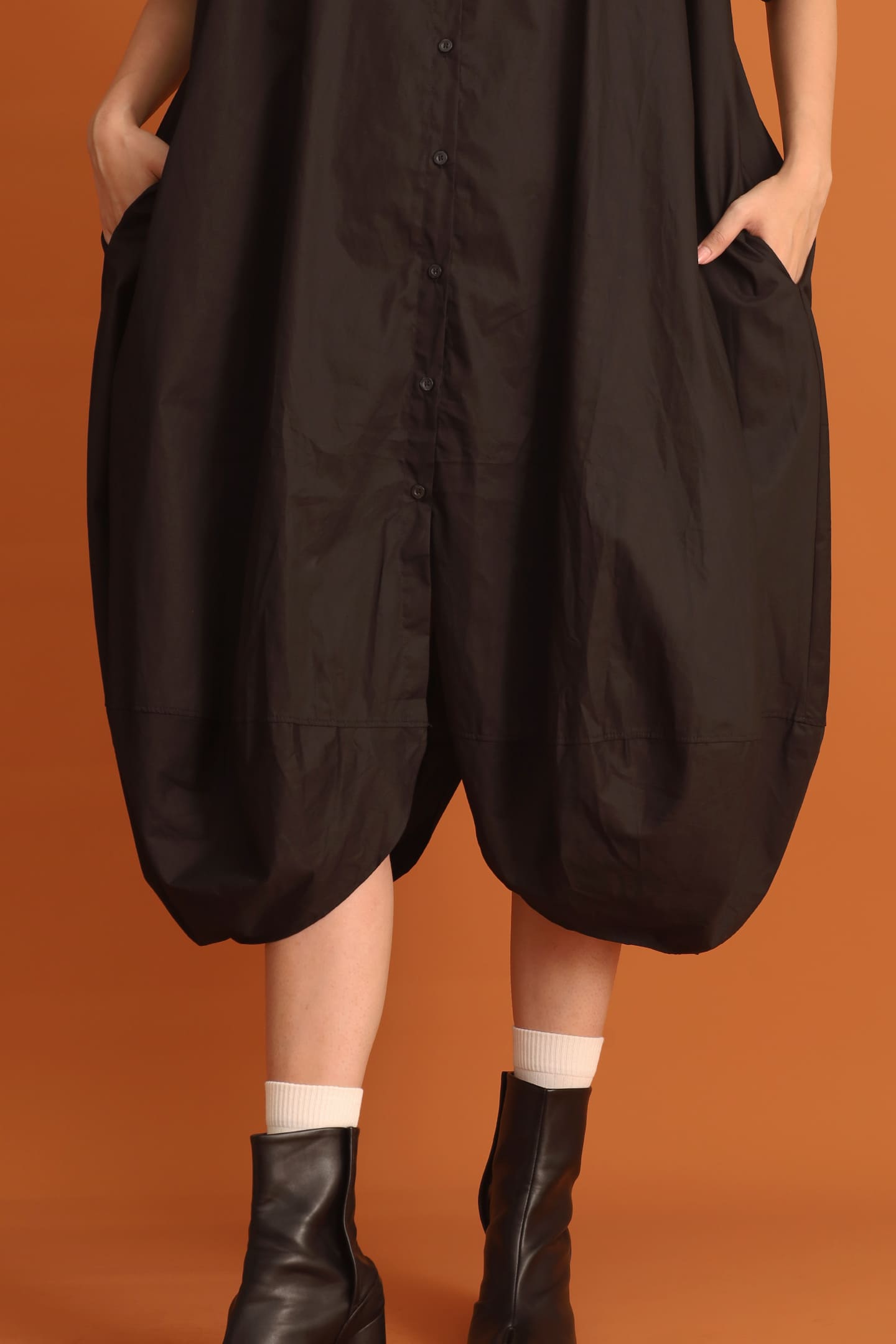 CHOSEN - Chang Bubble Shirt Dress in Black