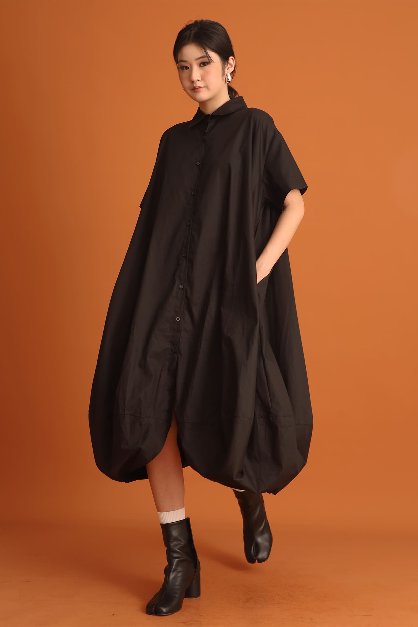 CHOSEN - Chang Bubble Shirt Dress in Black