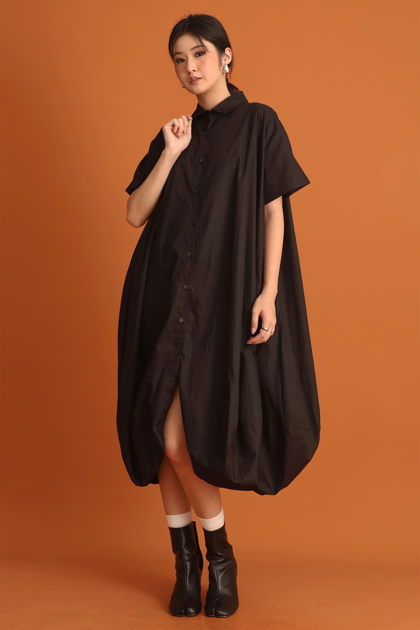 CHOSEN - Chang Bubble Shirt Dress in Black