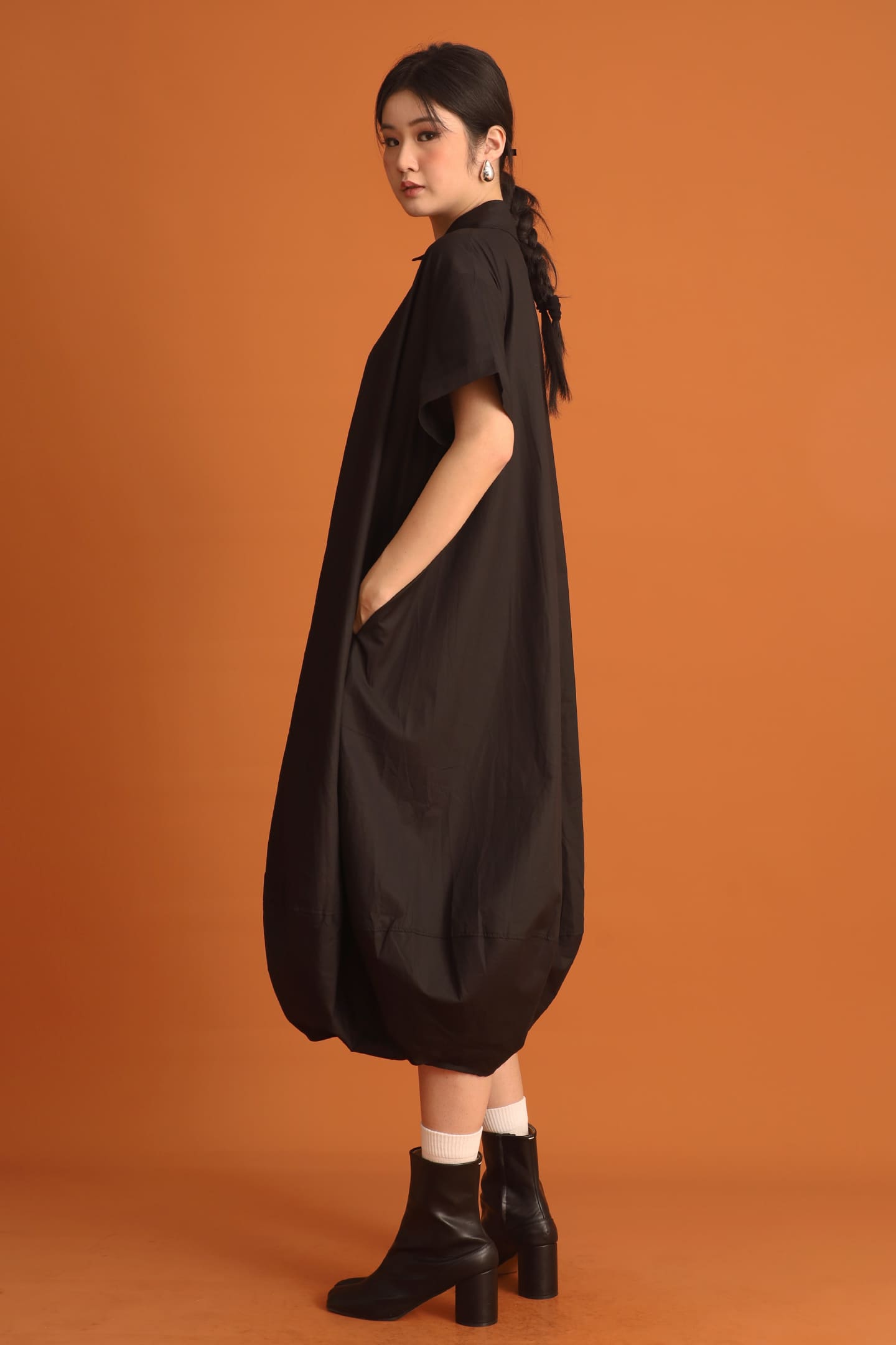 CHOSEN - Chang Bubble Shirt Dress in Black