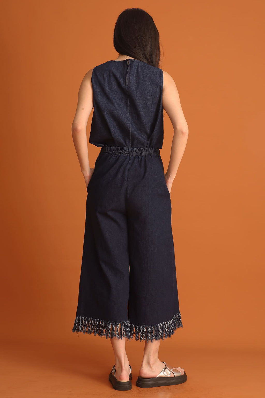 CHOSEN - Junseo Fringe Pants in Denim