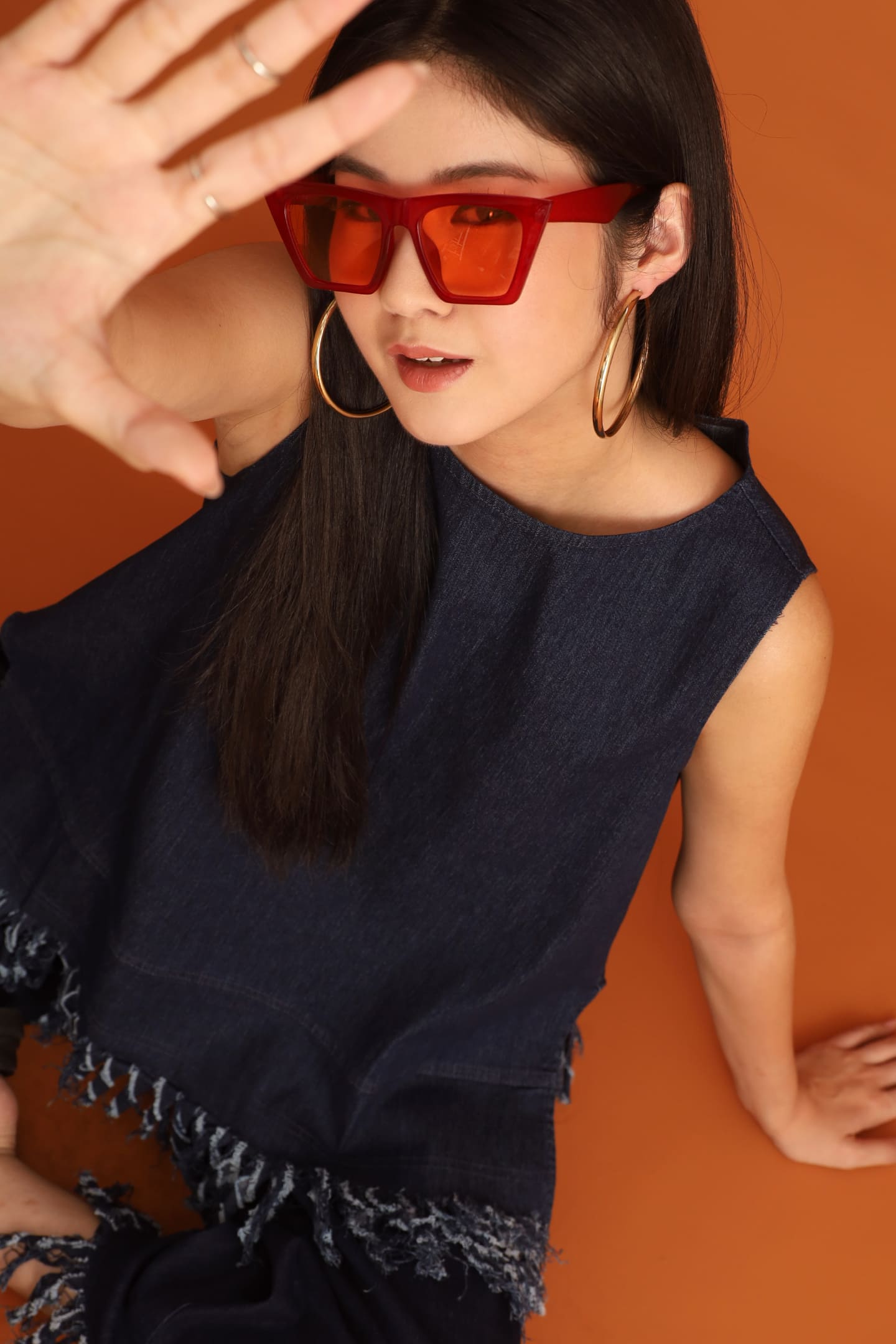 CHOSEN - Yuk Fringe Top in Denim