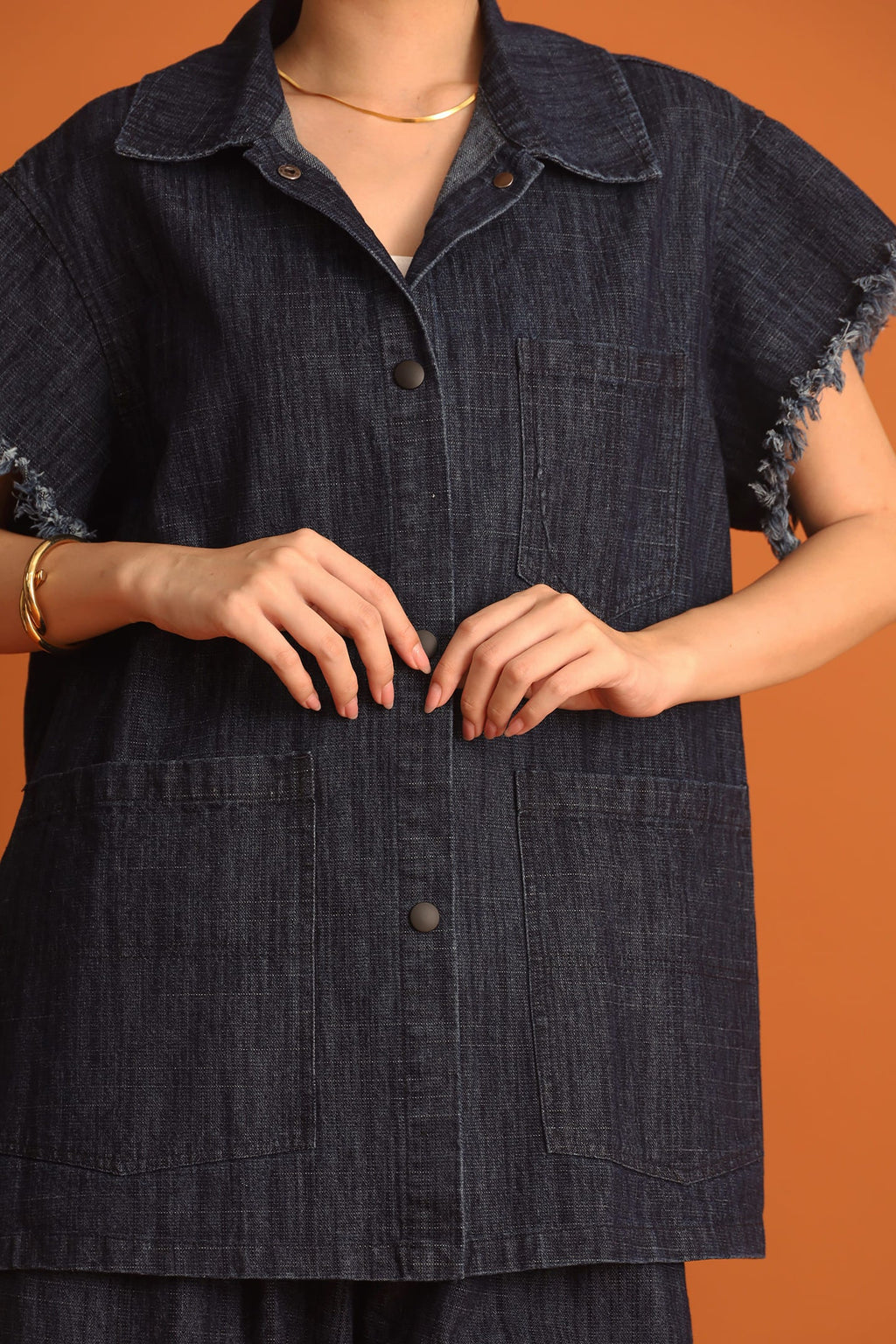 CHOSEN - Hanni Denim Buttoned Vest Top