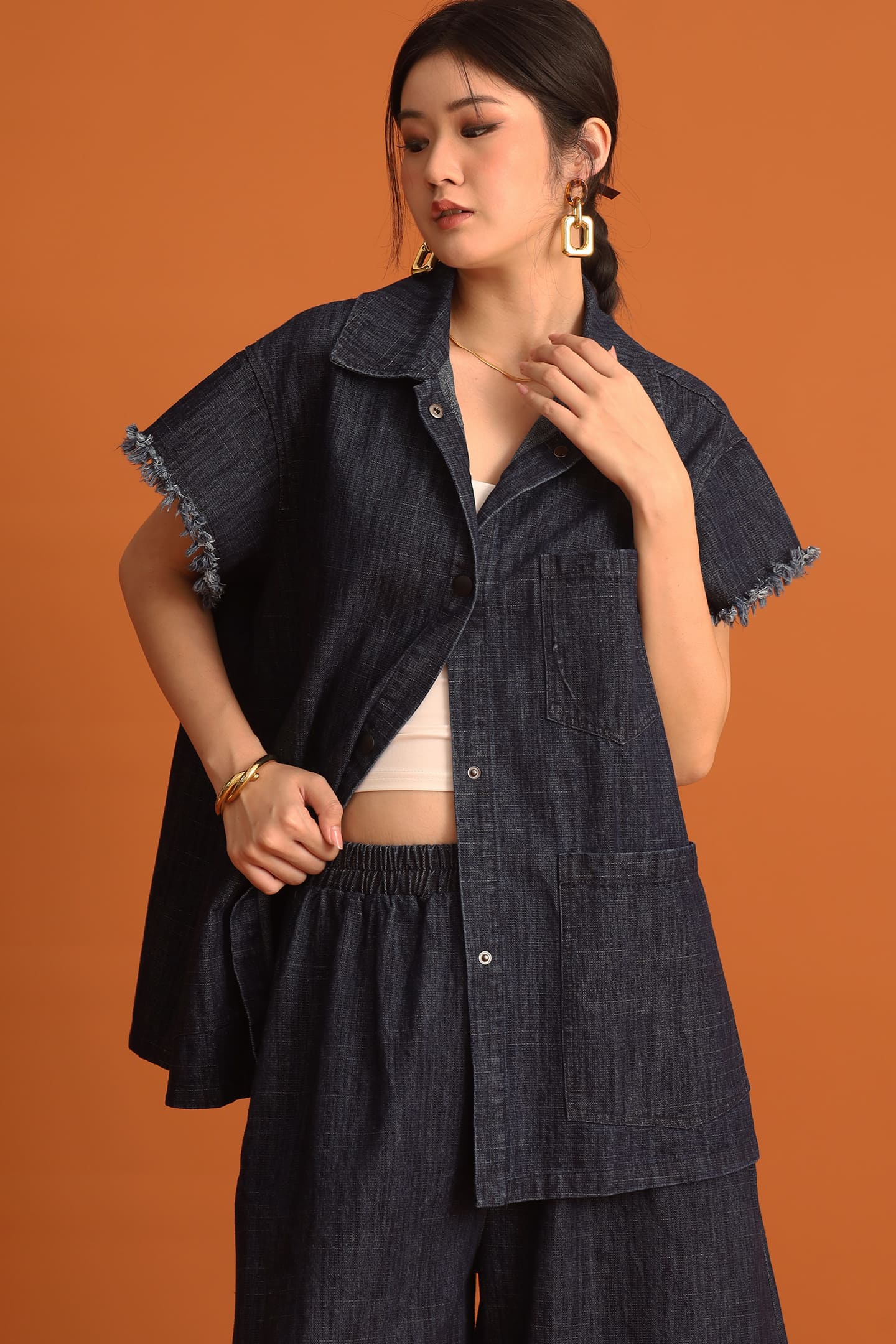 CHOSEN - Hanni Denim Buttoned Vest Top