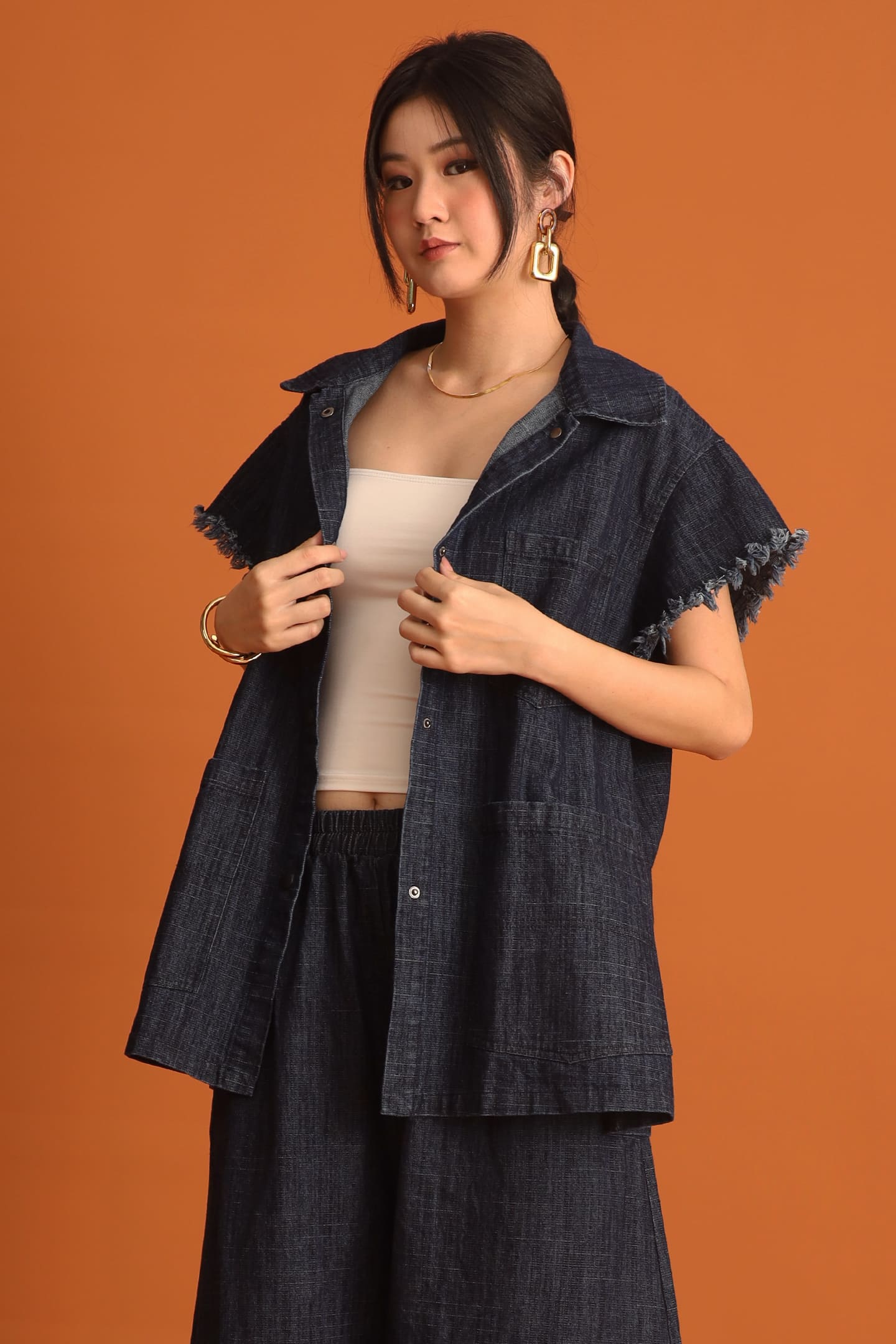 CHOSEN - Hanni Denim Buttoned Vest Top