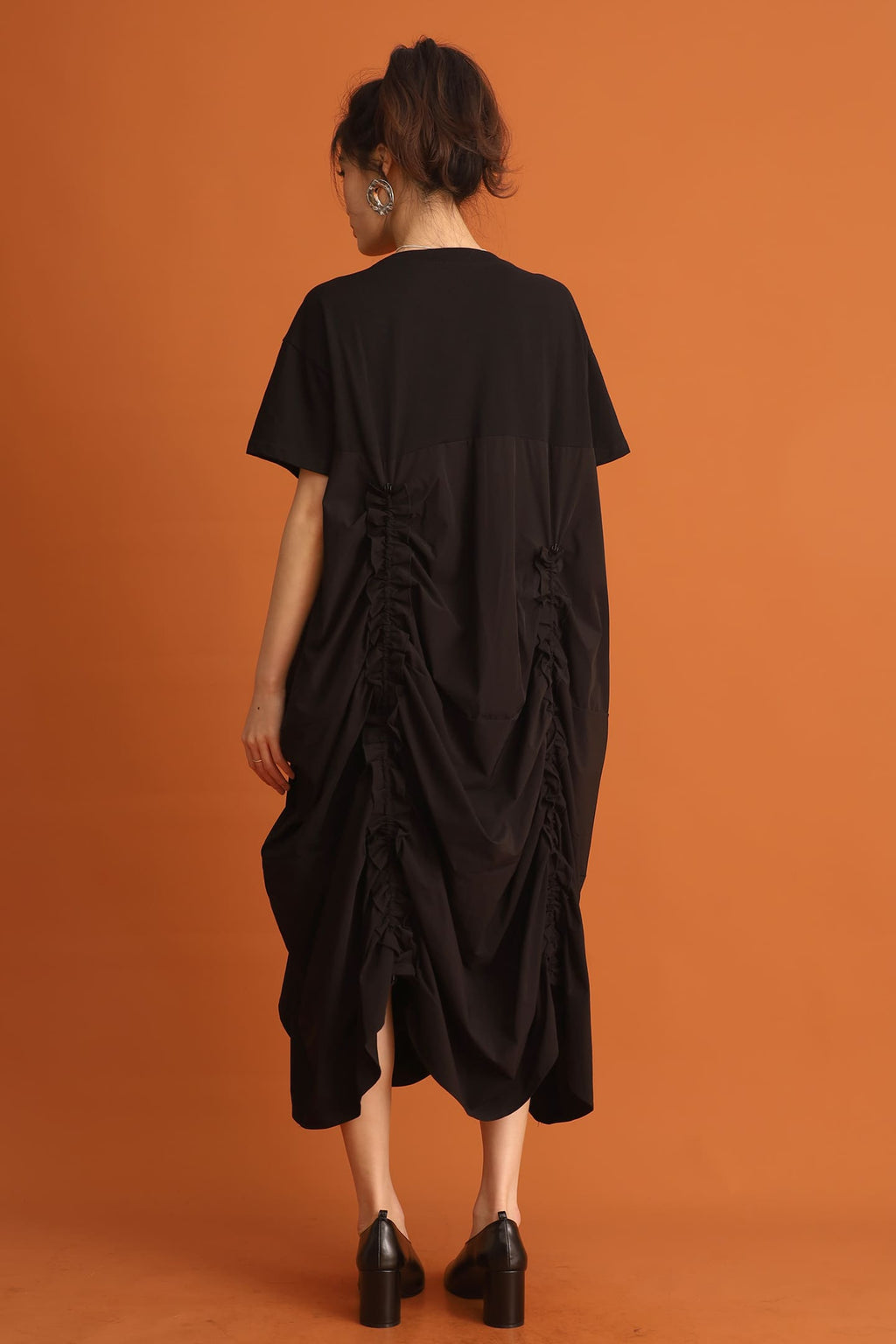CHOSEN - Jiwon Ruched Drawstring Dress in Black