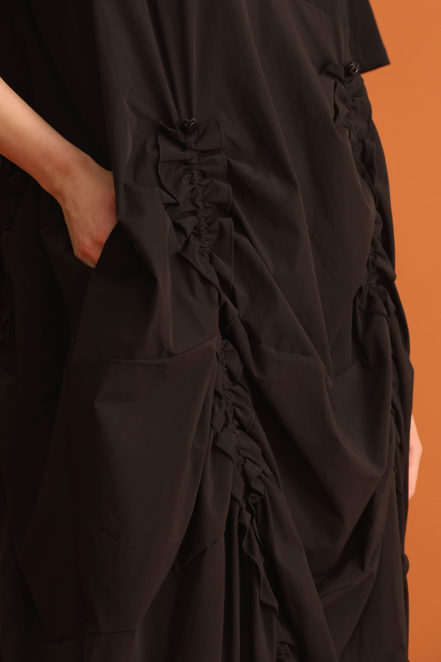 CHOSEN - Jiwon Ruched Drawstring Dress in Black