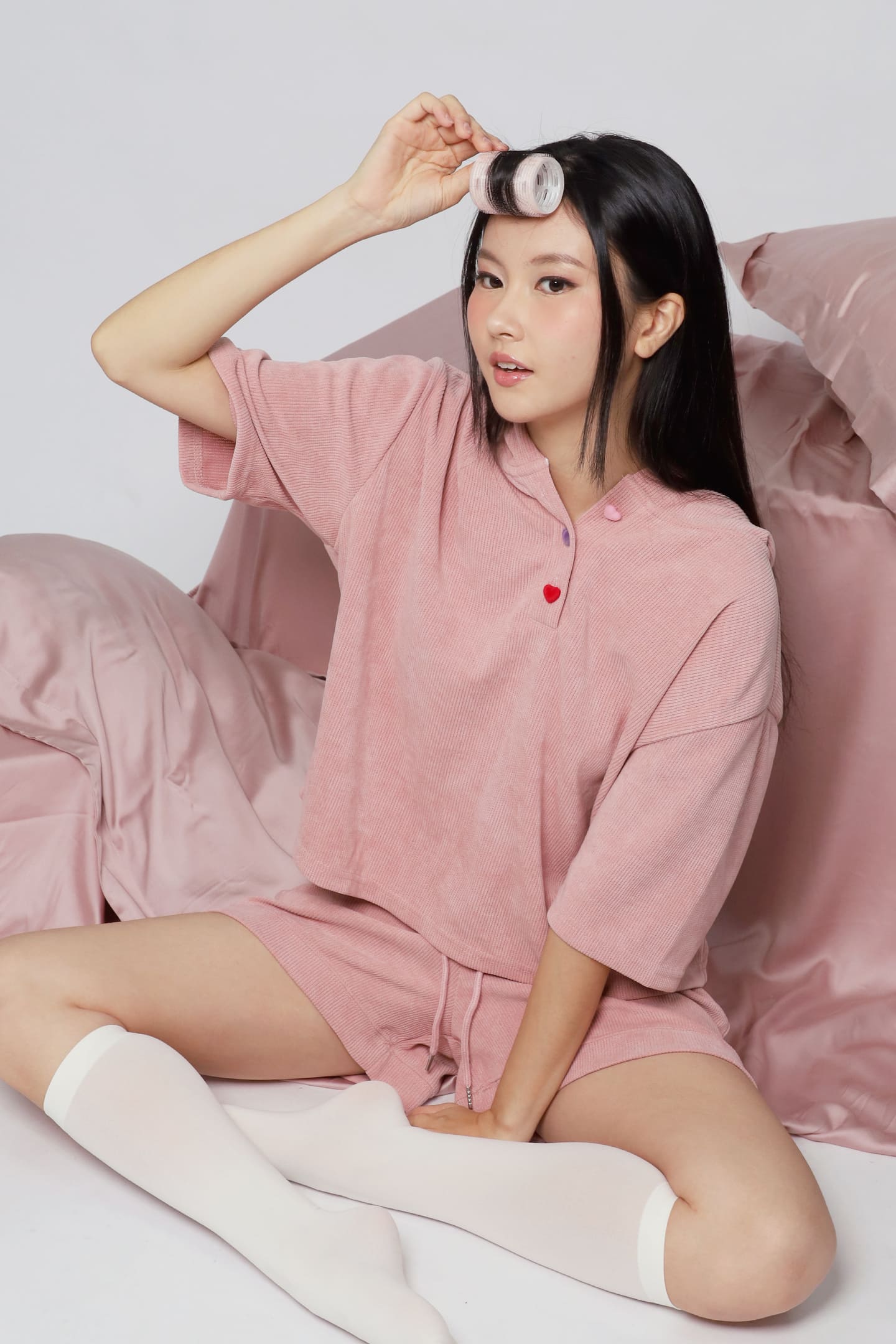 JOY - Lover Girl 2 in 1 Hoodie Top and Shorts Set in Pink