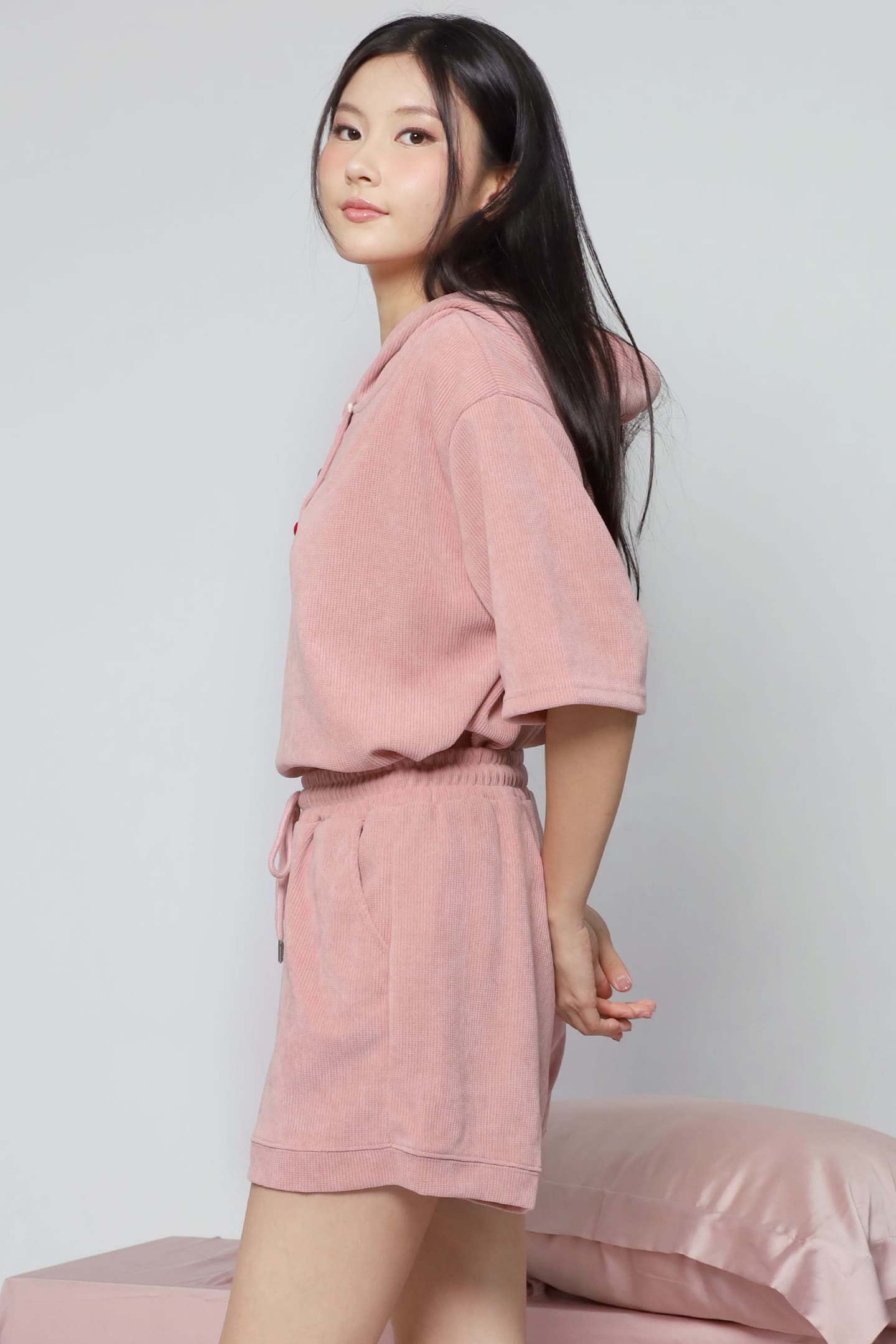 JOY - Lover Girl 2 in 1 Hoodie Top and Shorts Set in Pink