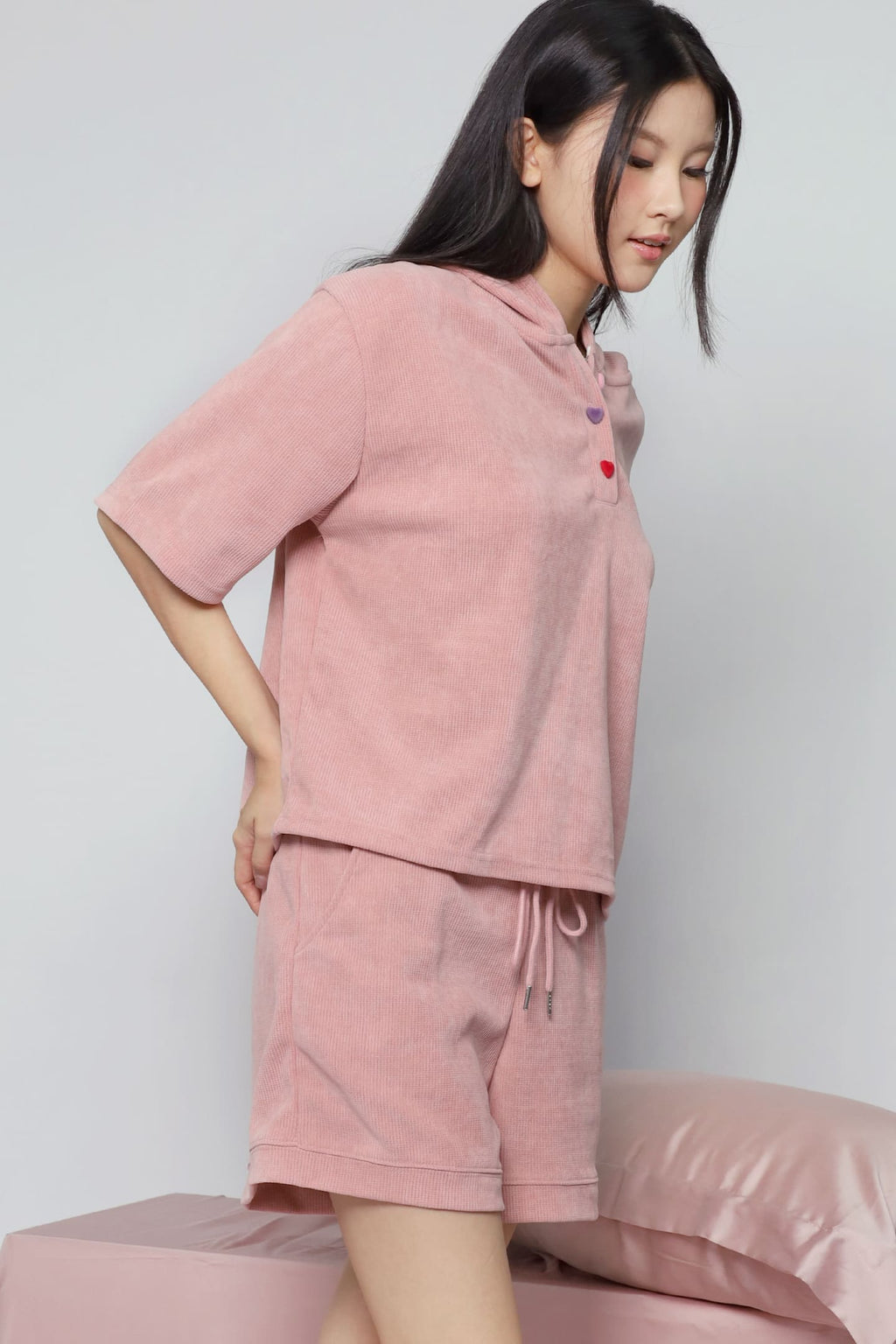 JOY - Lover Girl 2 in 1 Hoodie Top and Shorts Set in Pink