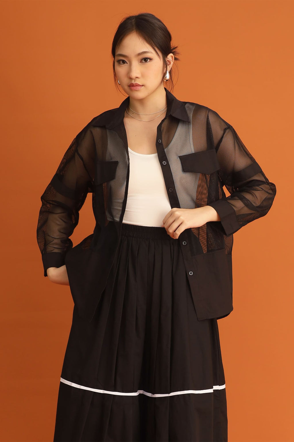 CHOSEN - Suzy Mesh Shirt in Black