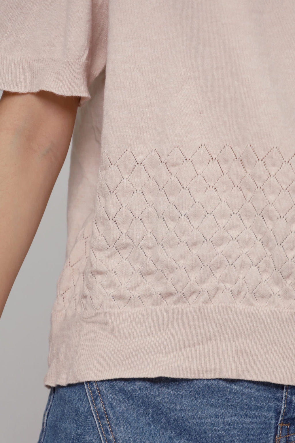 JOY - Miko Floral Embellishment Knit Top in Pastel Pink