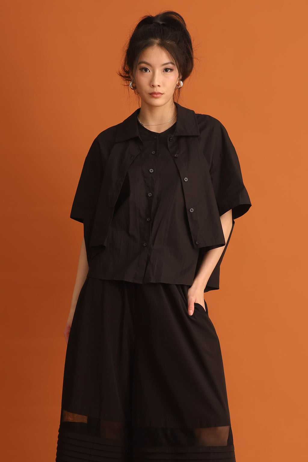 CHOSEN - Miyeon Layered Shirt in Black