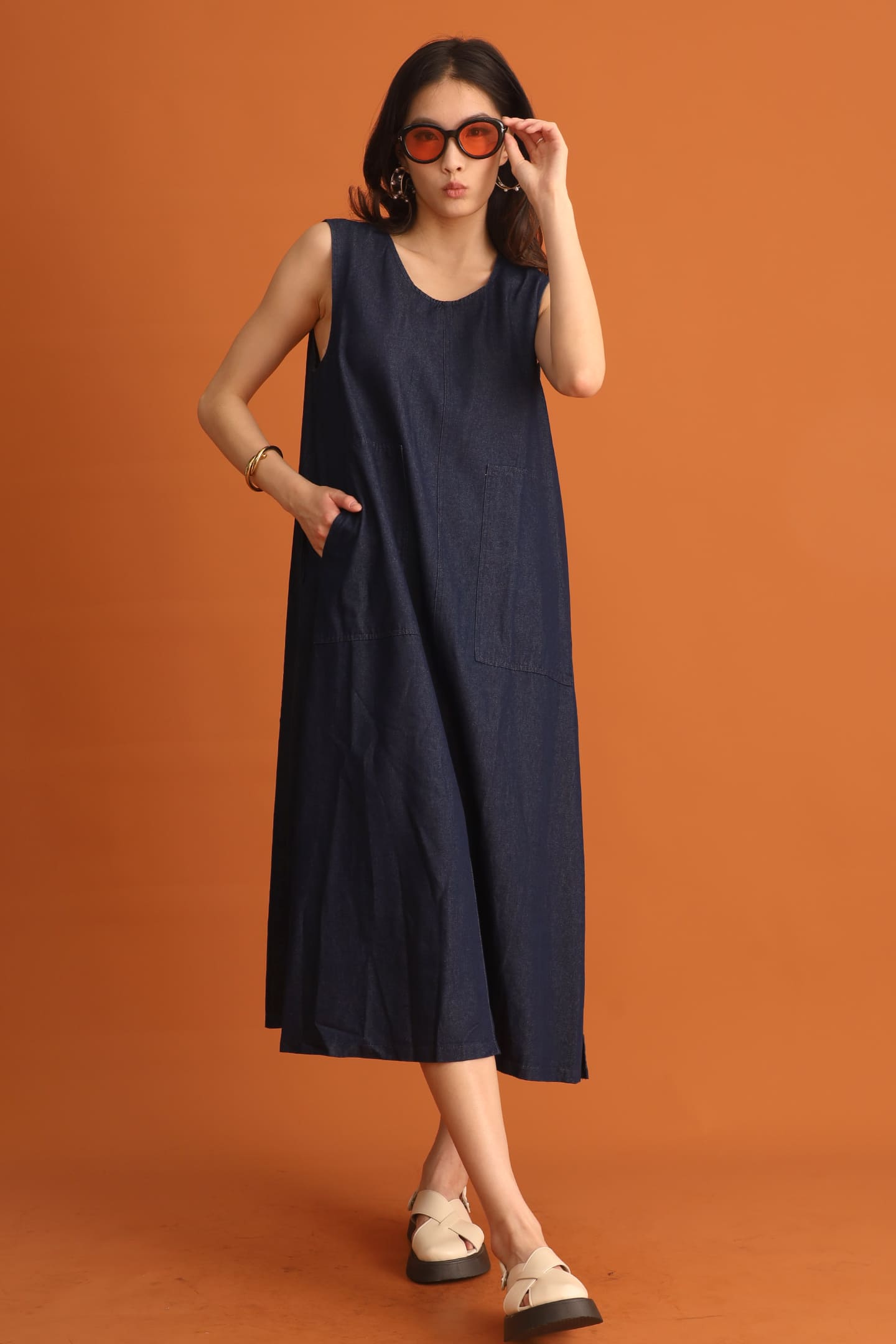 CHOSEN - Moon Pocket Denim Dress