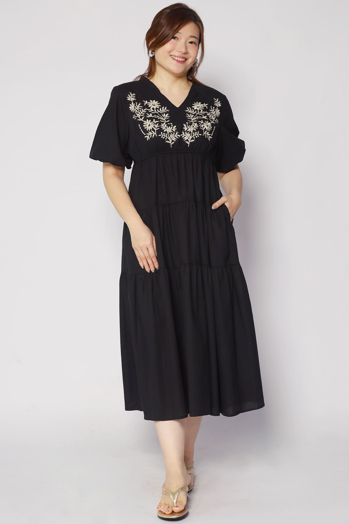 Porter Embroidery Dress in Black