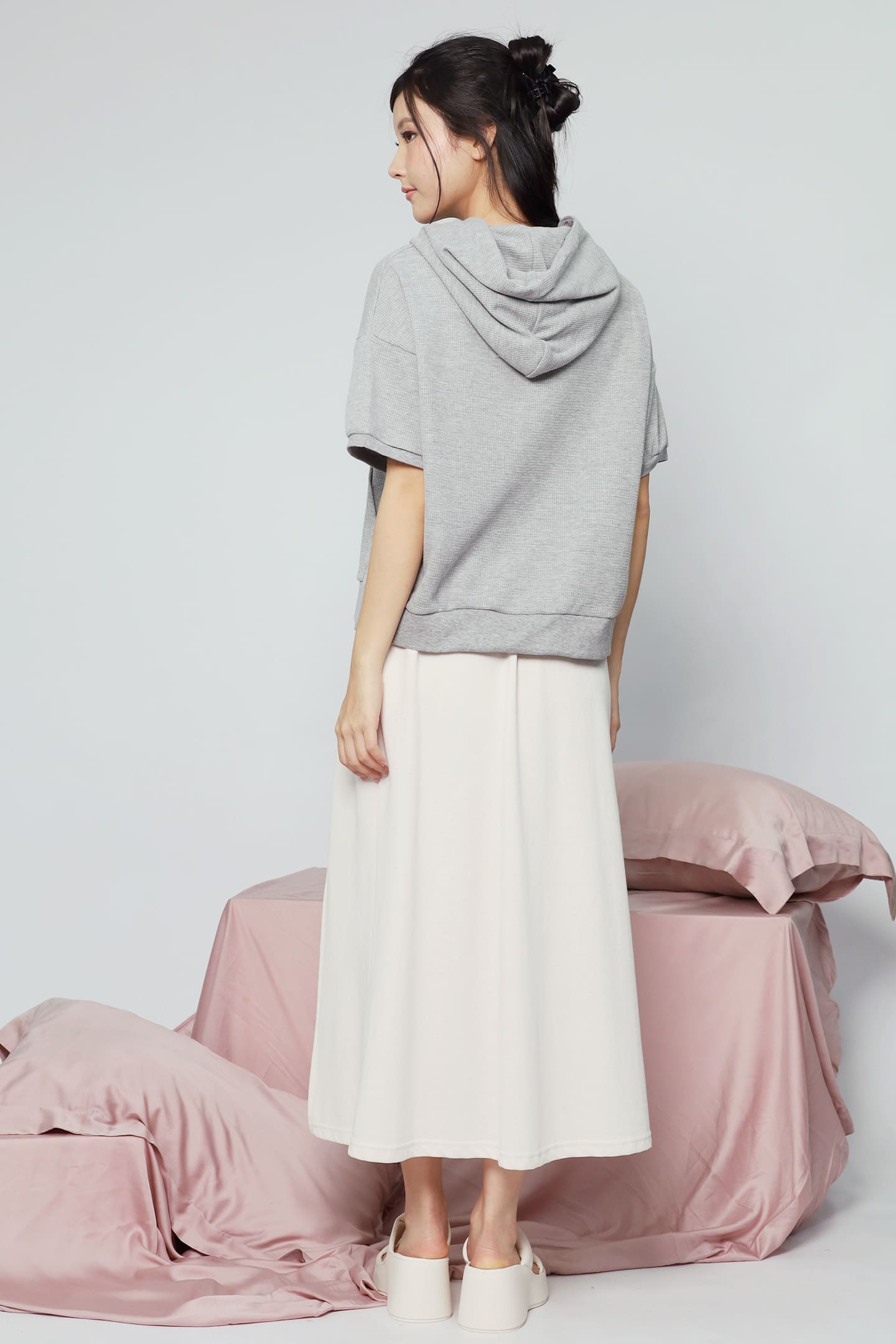 JOY - Rabibi Bunny Hoodie Top in Grey