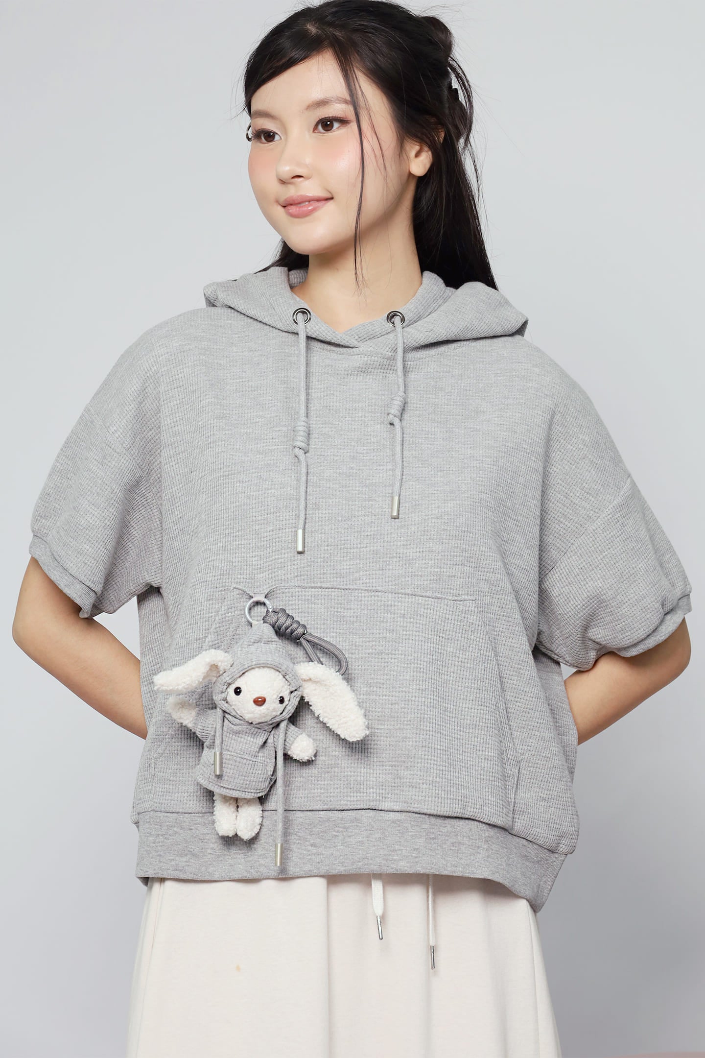 JOY - Rabibi Bunny Hoodie Top in Grey