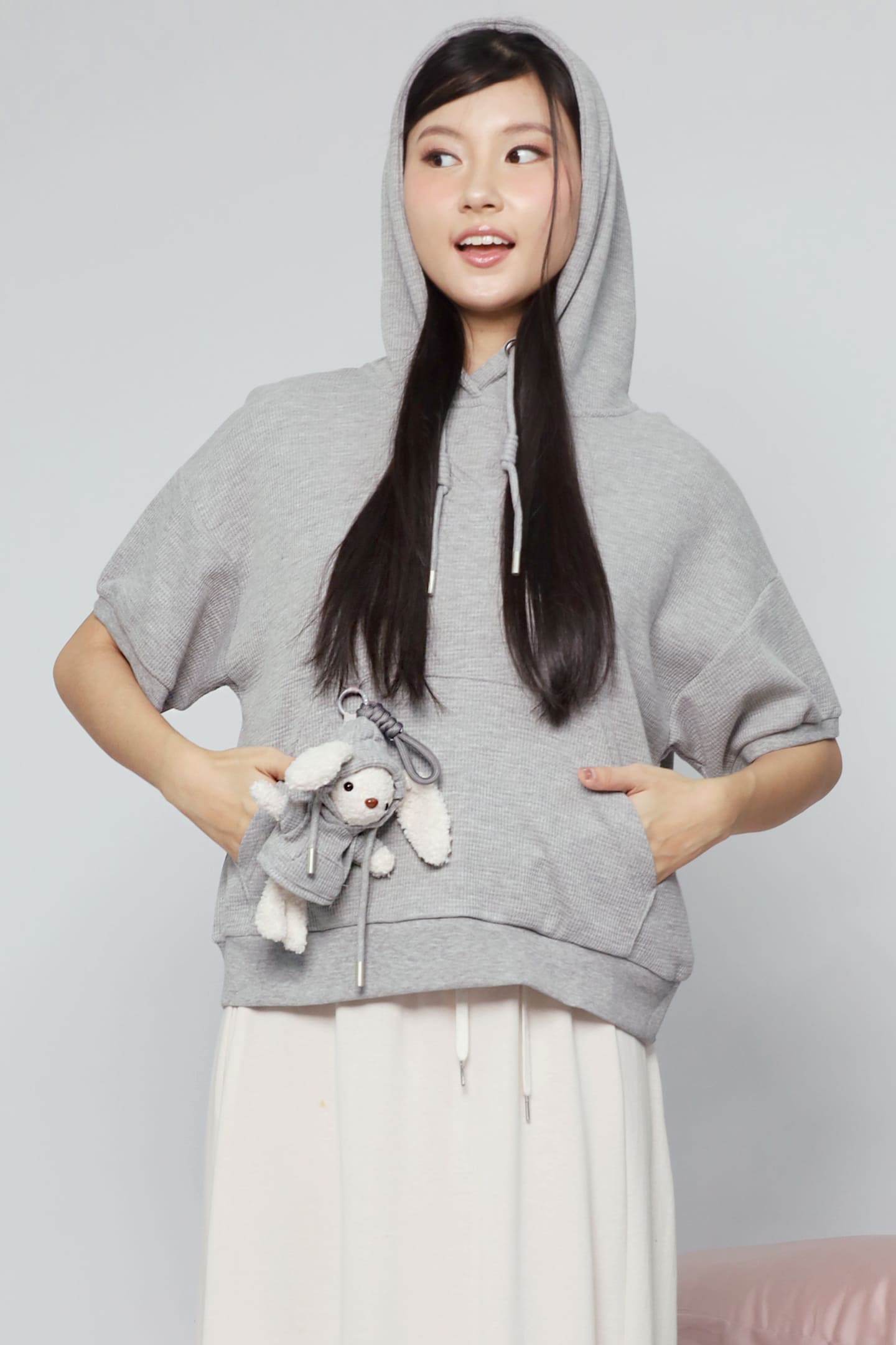 JOY - Rabibi Bunny Hoodie Top in Grey