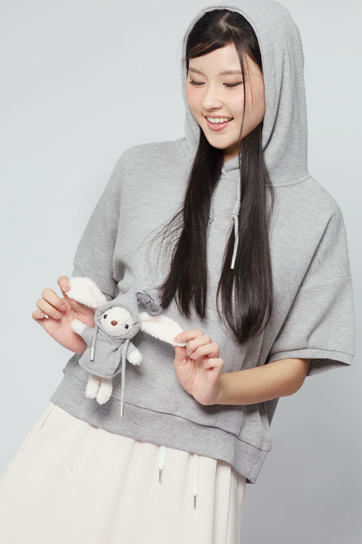 JOY - Rabibi Bunny Hoodie Top in Grey