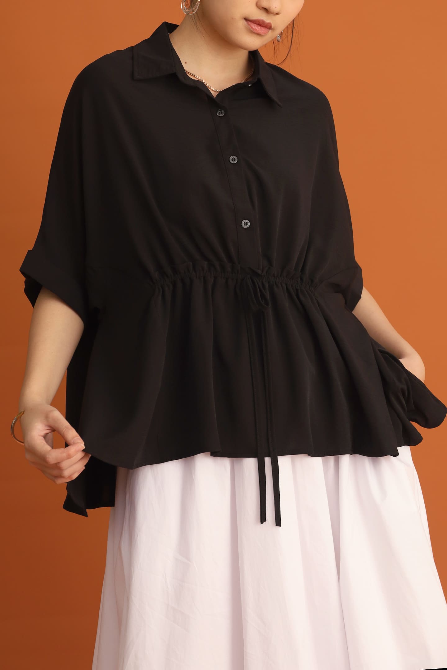 CHOSEN - Cath Drawstring Top in Black