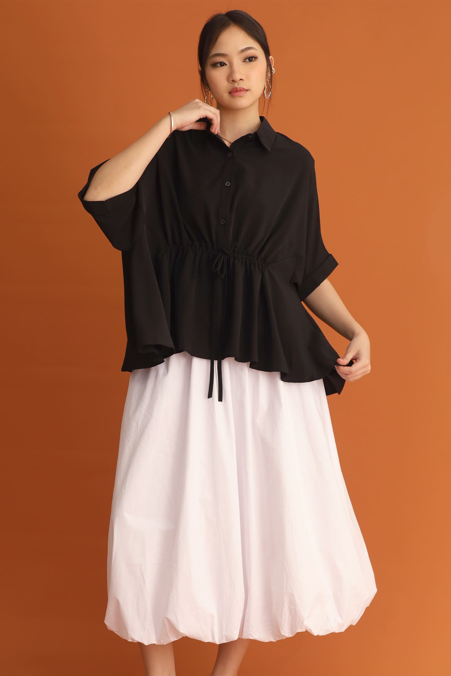 CHOSEN - Cath Drawstring Top in Black