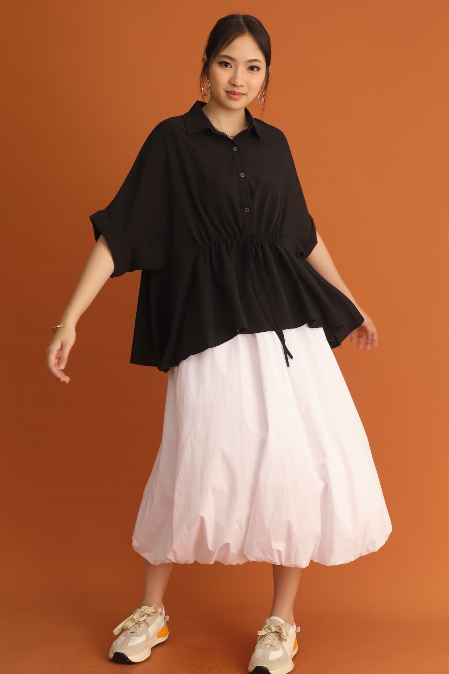 CHOSEN - Cath Drawstring Top in Black