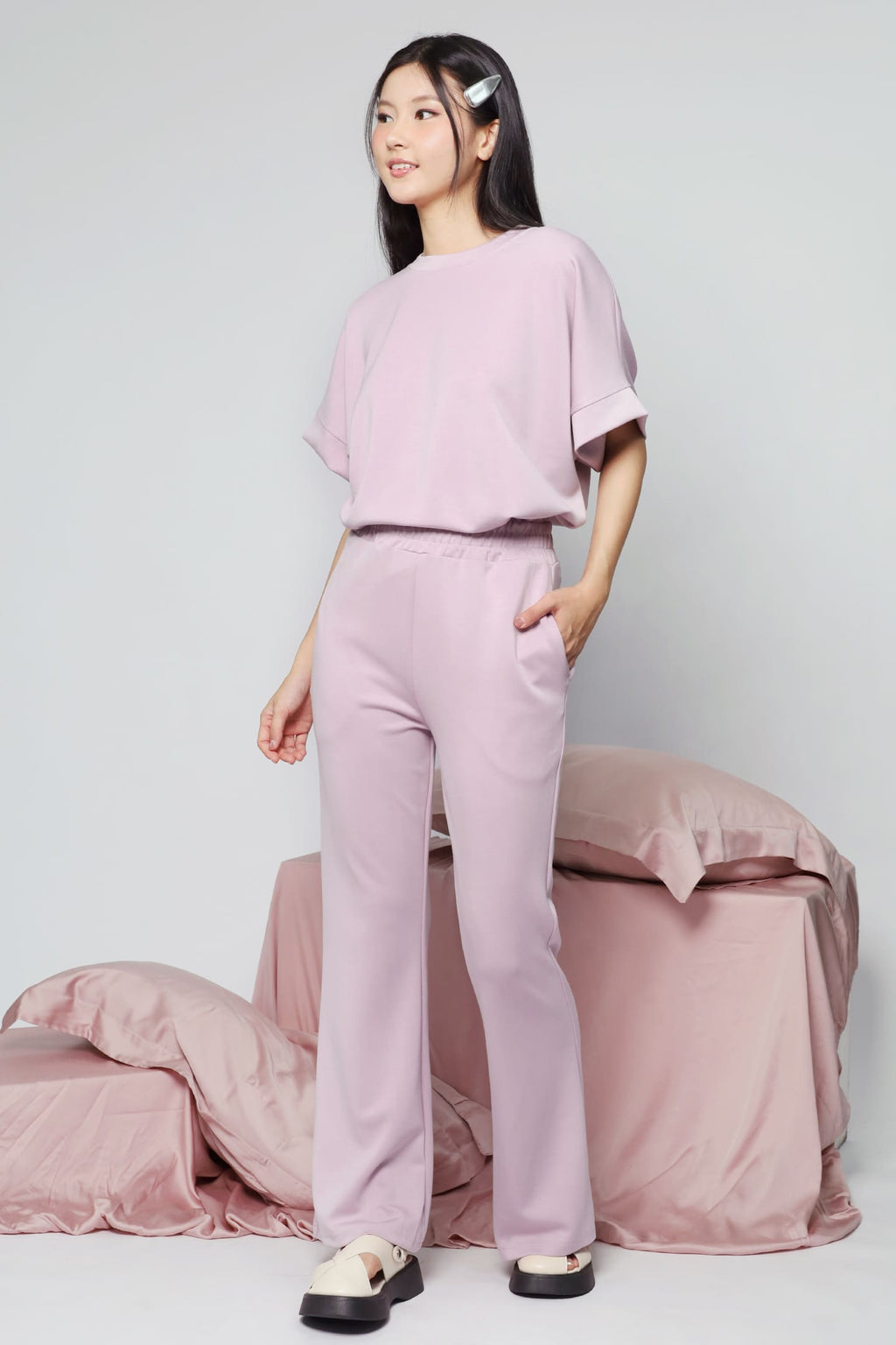 JOY - Saranghae 2 in 1 Top and Pants Set in Lilac Purple
