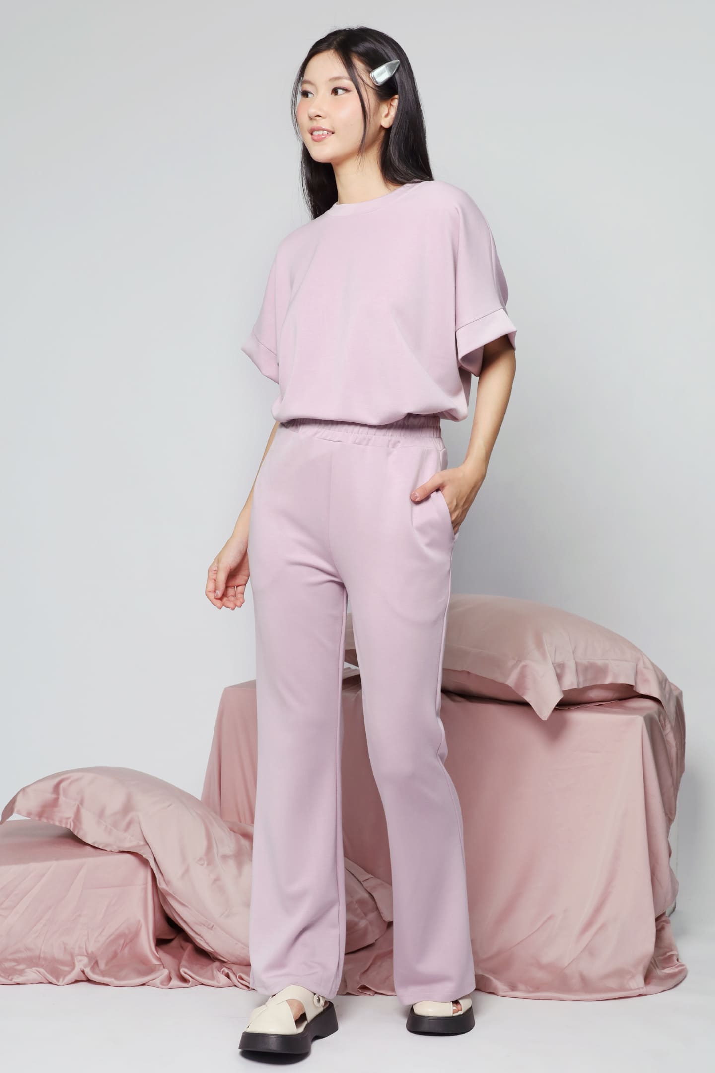 JOY - Saranghae 2 in 1 Top and Pants Set in Lilac Purple