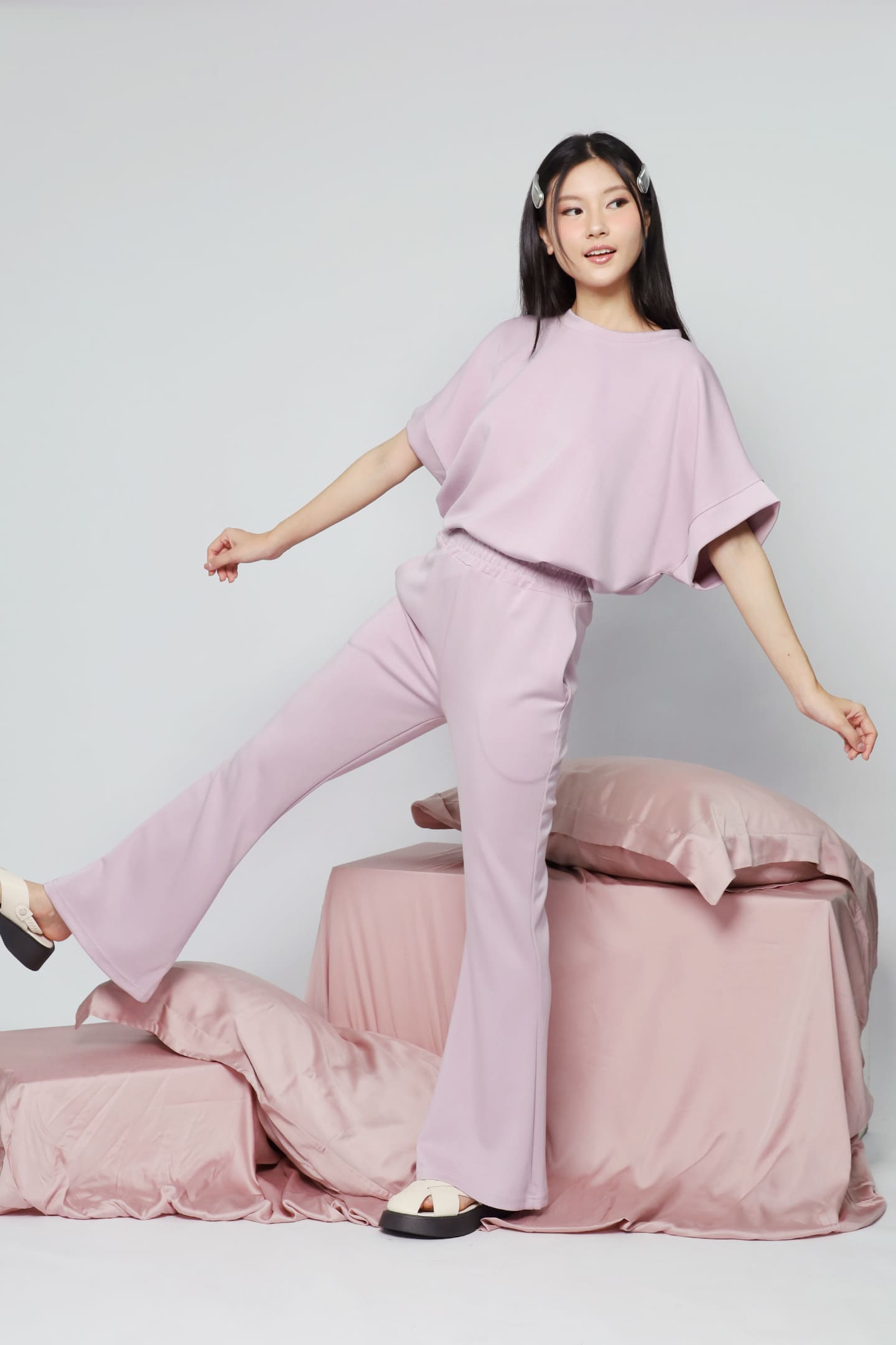 JOY - Saranghae 2 in 1 Top and Pants Set in Lilac Purple