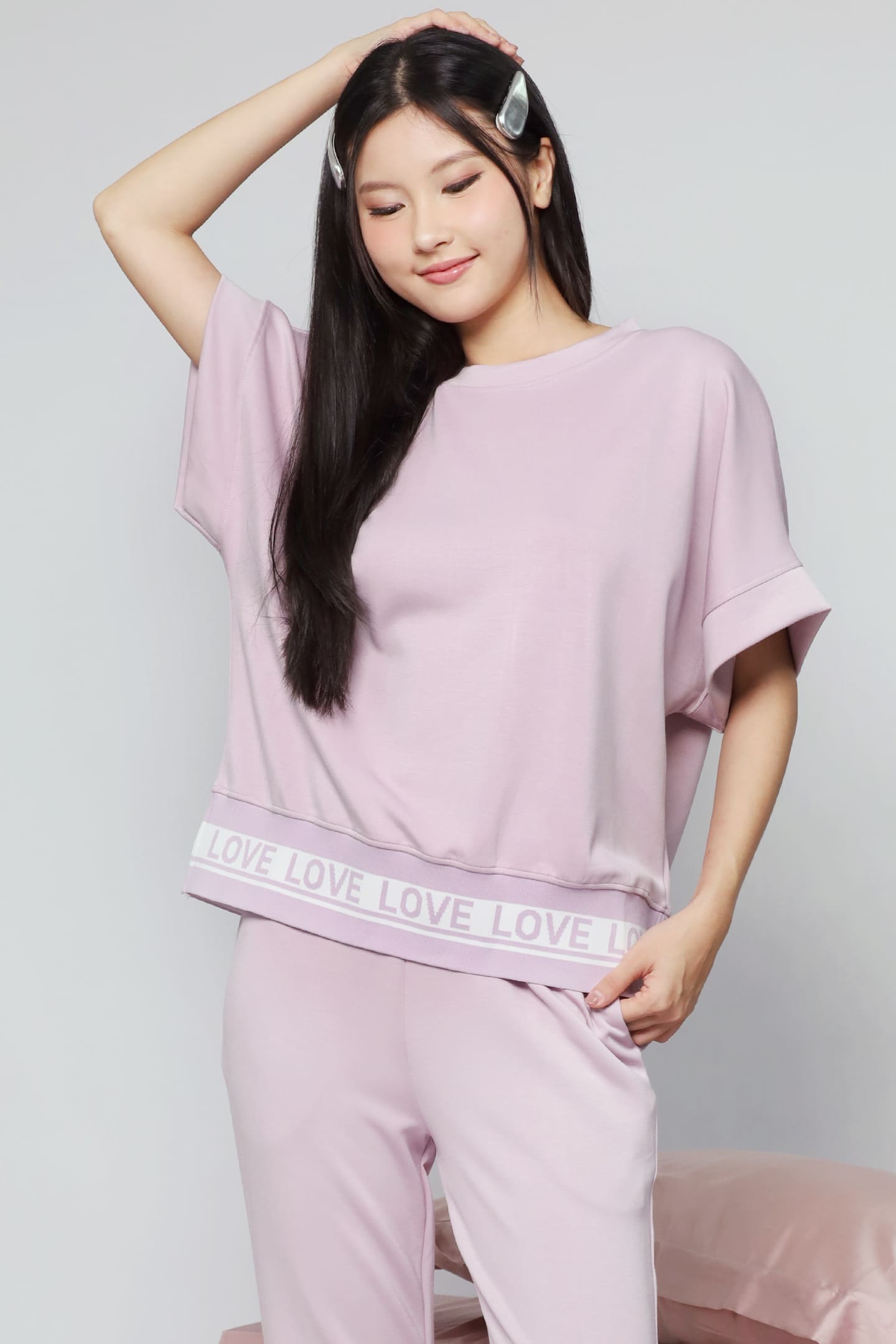 JOY - Saranghae 2 in 1 Top and Pants Set in Lilac Purple