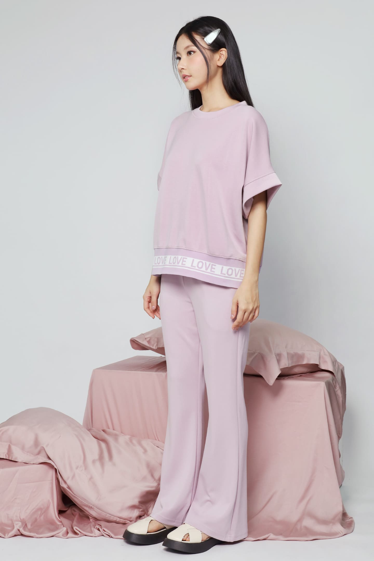 JOY - Saranghae 2 in 1 Top and Pants Set in Lilac Purple